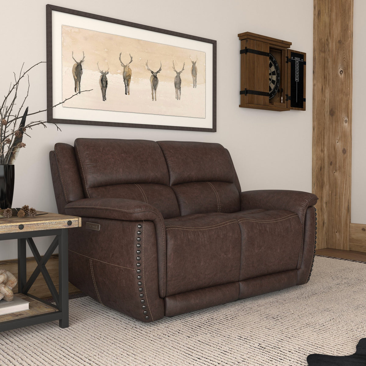 Beau Fabric Power Reclining Loveseat with Power Headrests