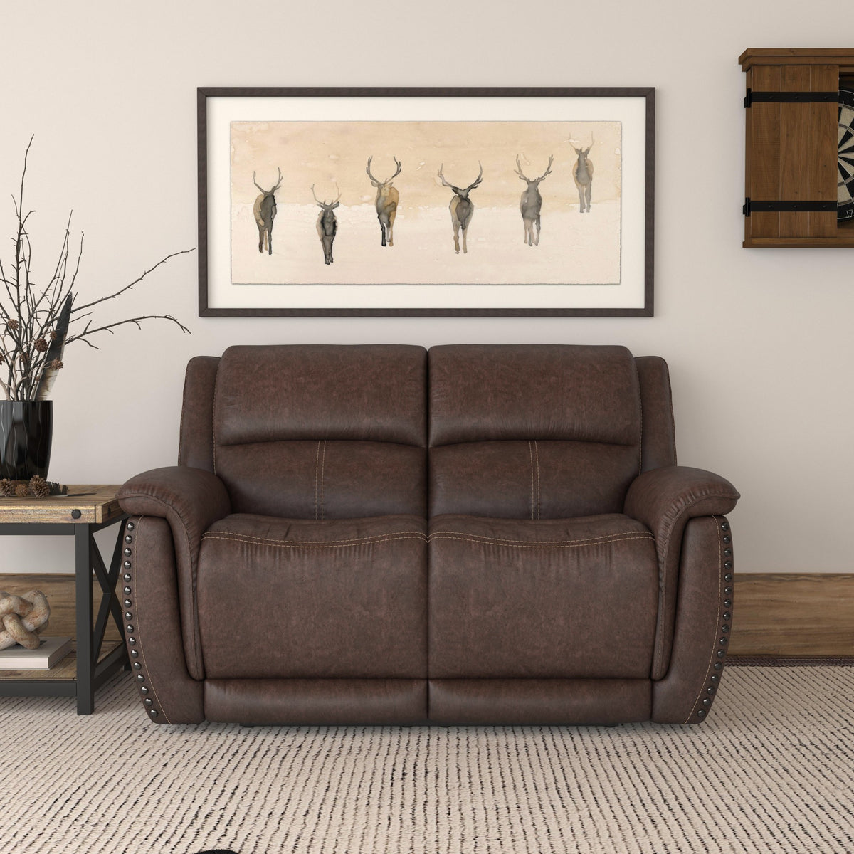 Beau Fabric Power Reclining Loveseat with Power Headrests