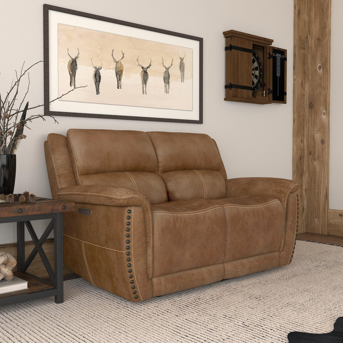 Beau Fabric Power Reclining Loveseat with Power Headrests