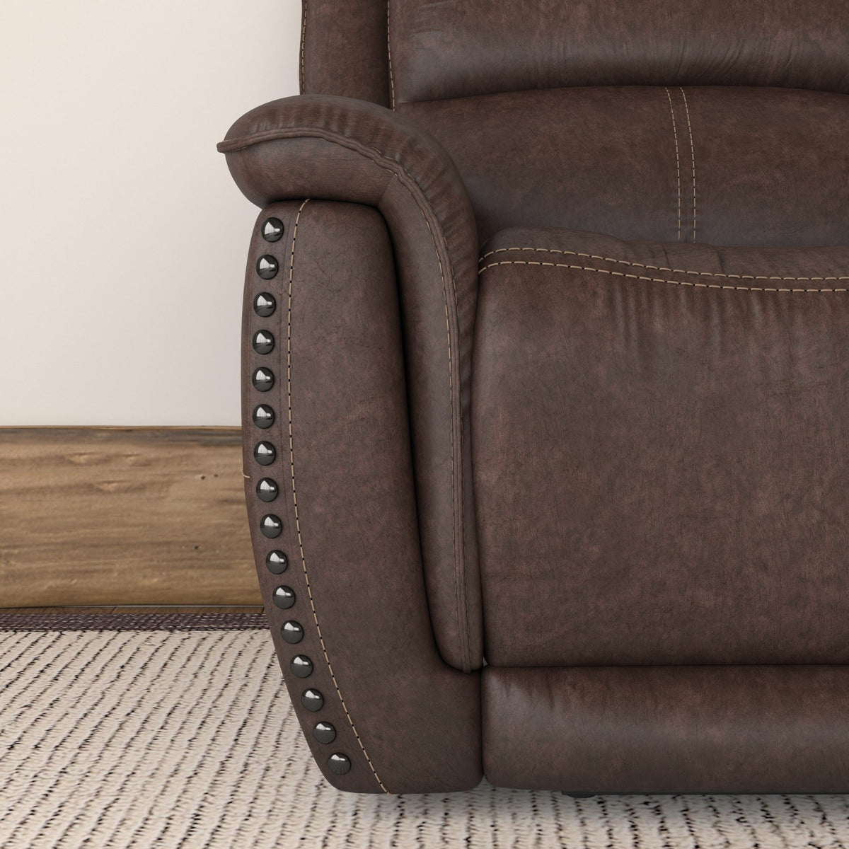 Beau Fabric Power Reclining Sofa with Power Headrests