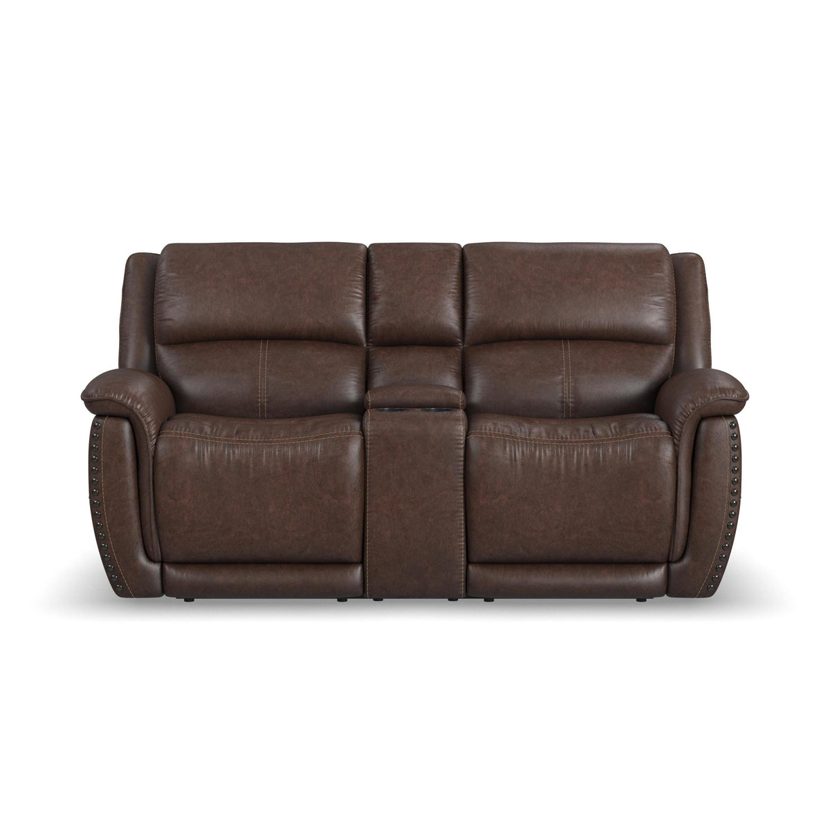Beau Fabric Power Reclining Loveseat with Console & Power Headrests