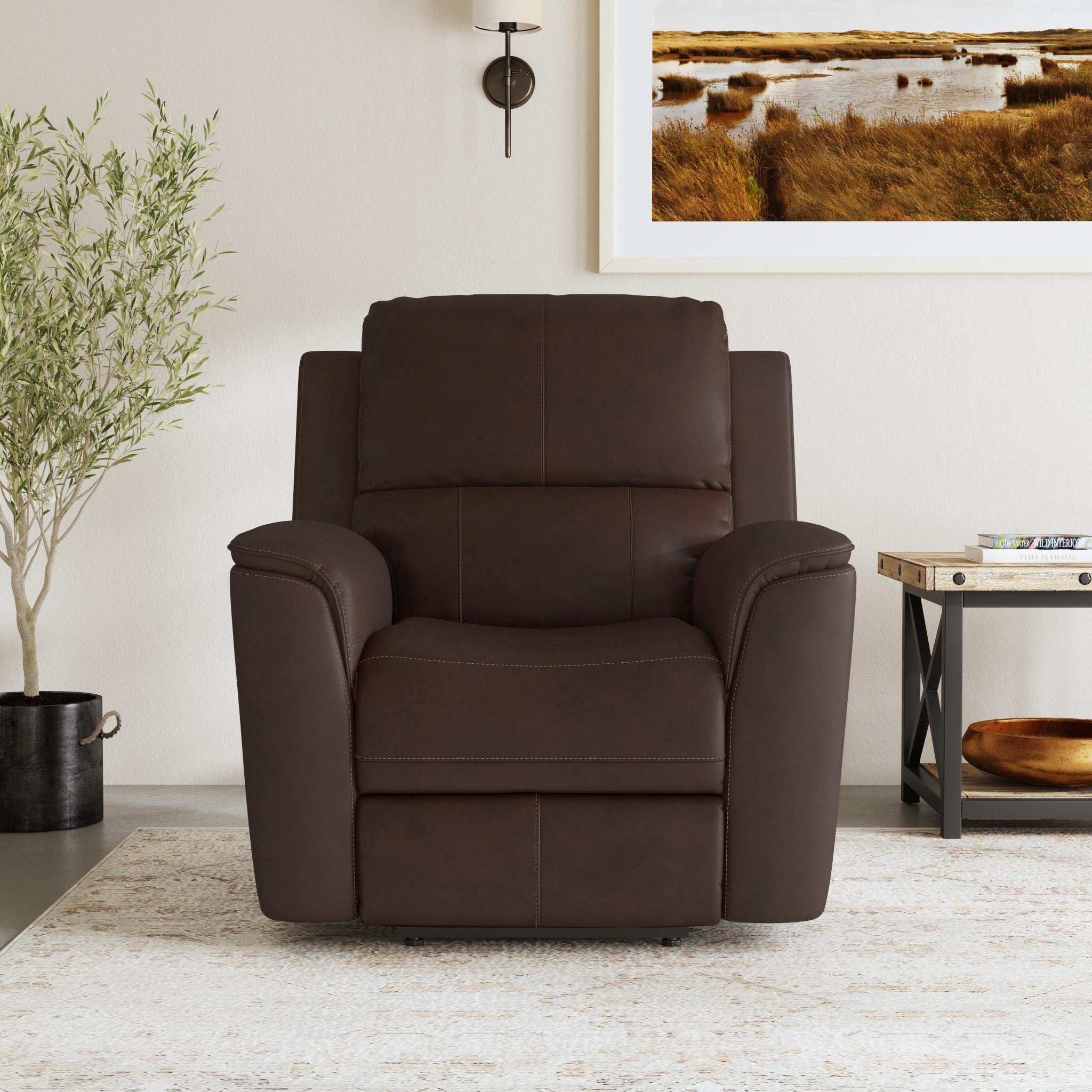 Henry Leather Power Recliner with Power Headrest & Lumbar