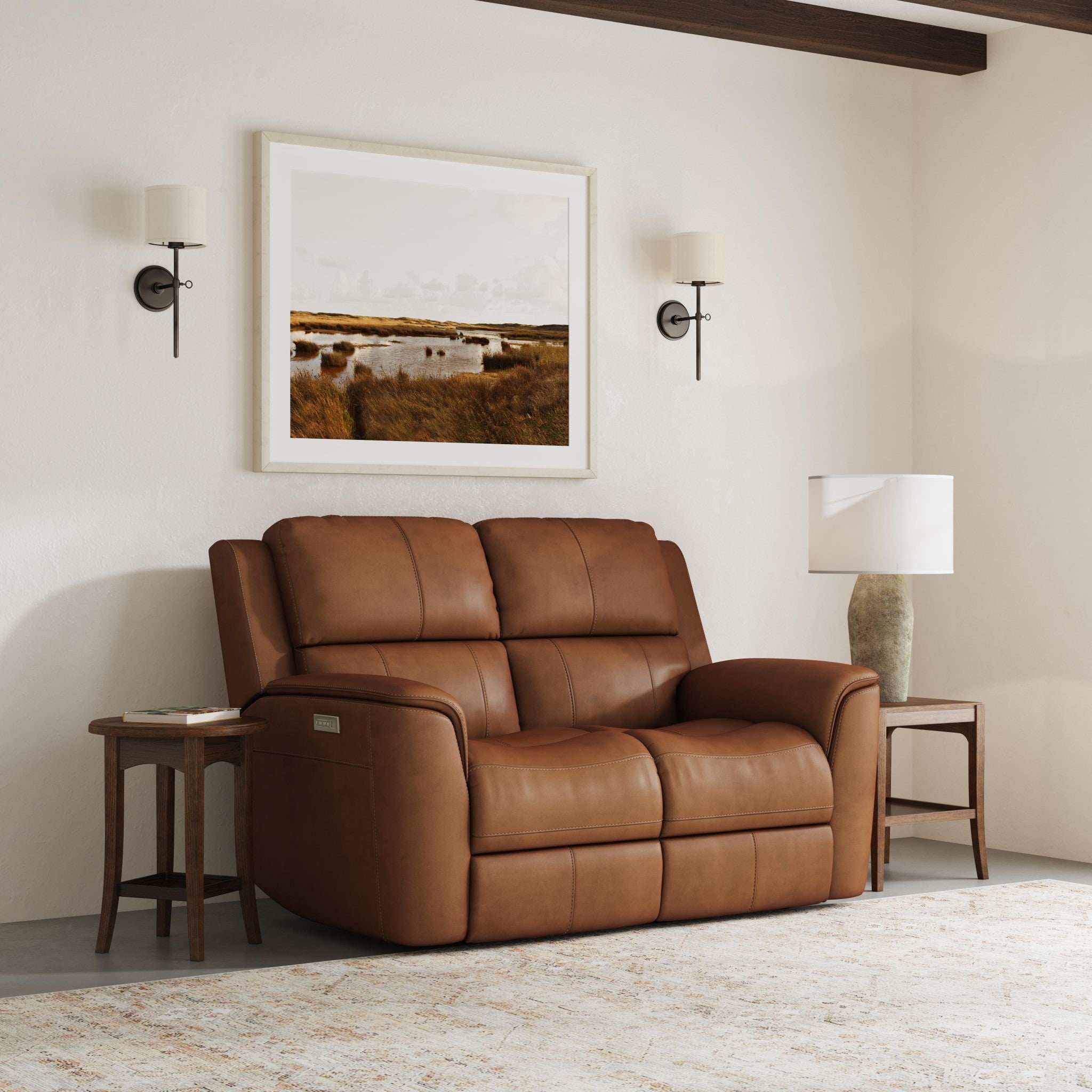 Henry Leather Power Reclining Loveseat with Power Headrests & Lumbar