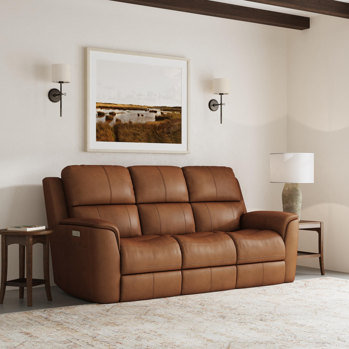 Henry Leather Power Reclining Sofa with Power Headrests & Lumbar