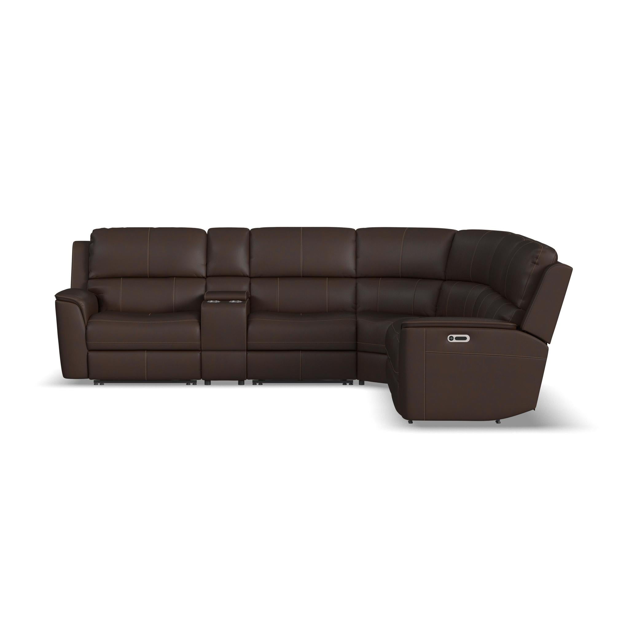 Henry Leather Power Reclining Sectional with Power Headrest & Lumbar
