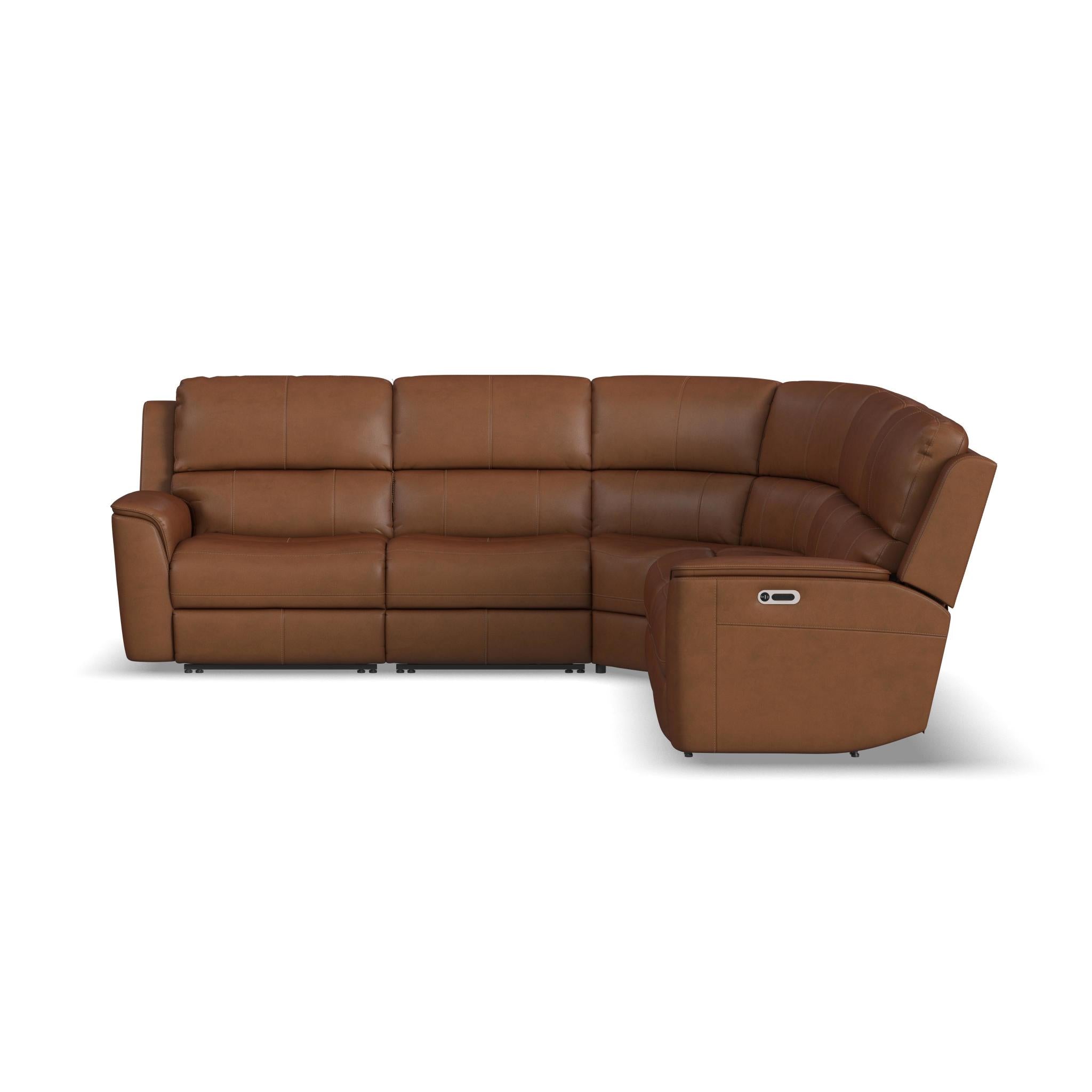 Henry Leather Power Reclining Sectional with Power Headrests & Lumbar