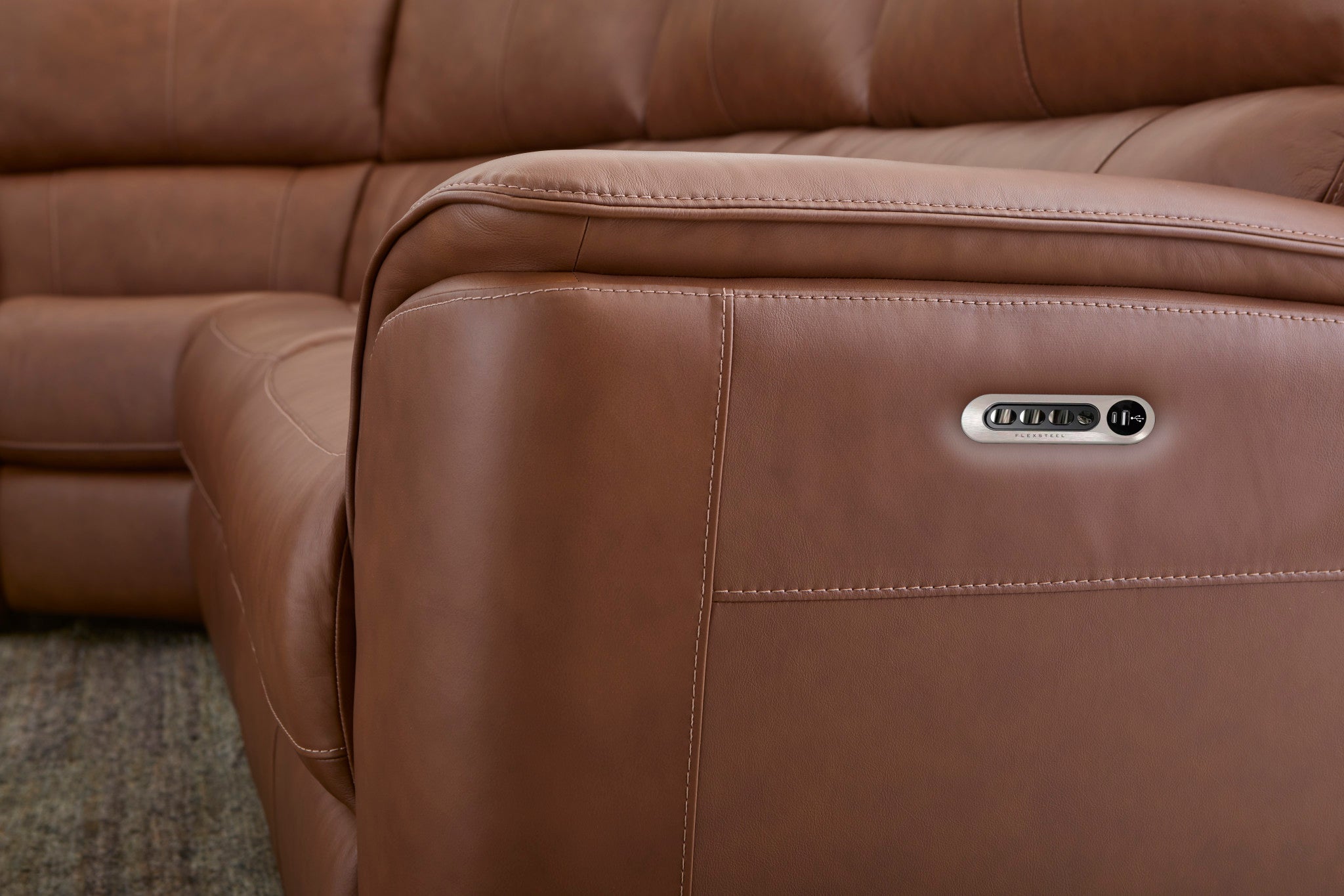 Henry Leather Power Reclining Sectional with Power Headrests & Lumbar