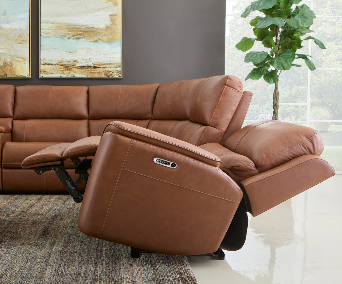 Henry Leather Power Reclining Sectional with Power Headrests & Lumbar