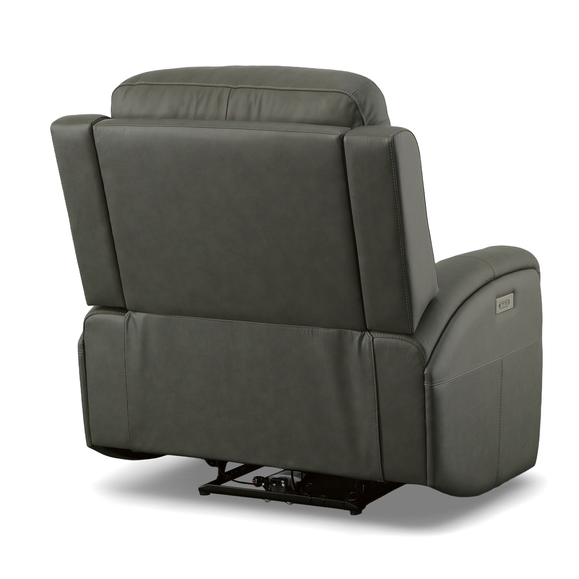 Linden Leather Power Swivel Gliding Recliner with Power Headrest, Lumbar, Heat & Massage