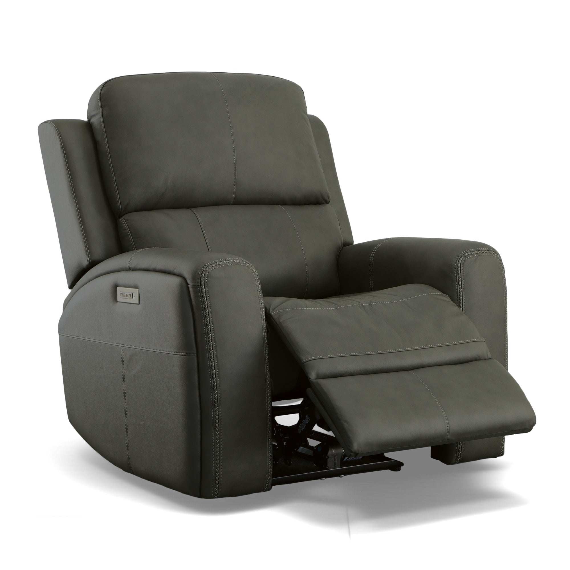 Linden Leather Power Swivel Gliding Recliner with Power Headrest, Lumbar, Heat & Massage