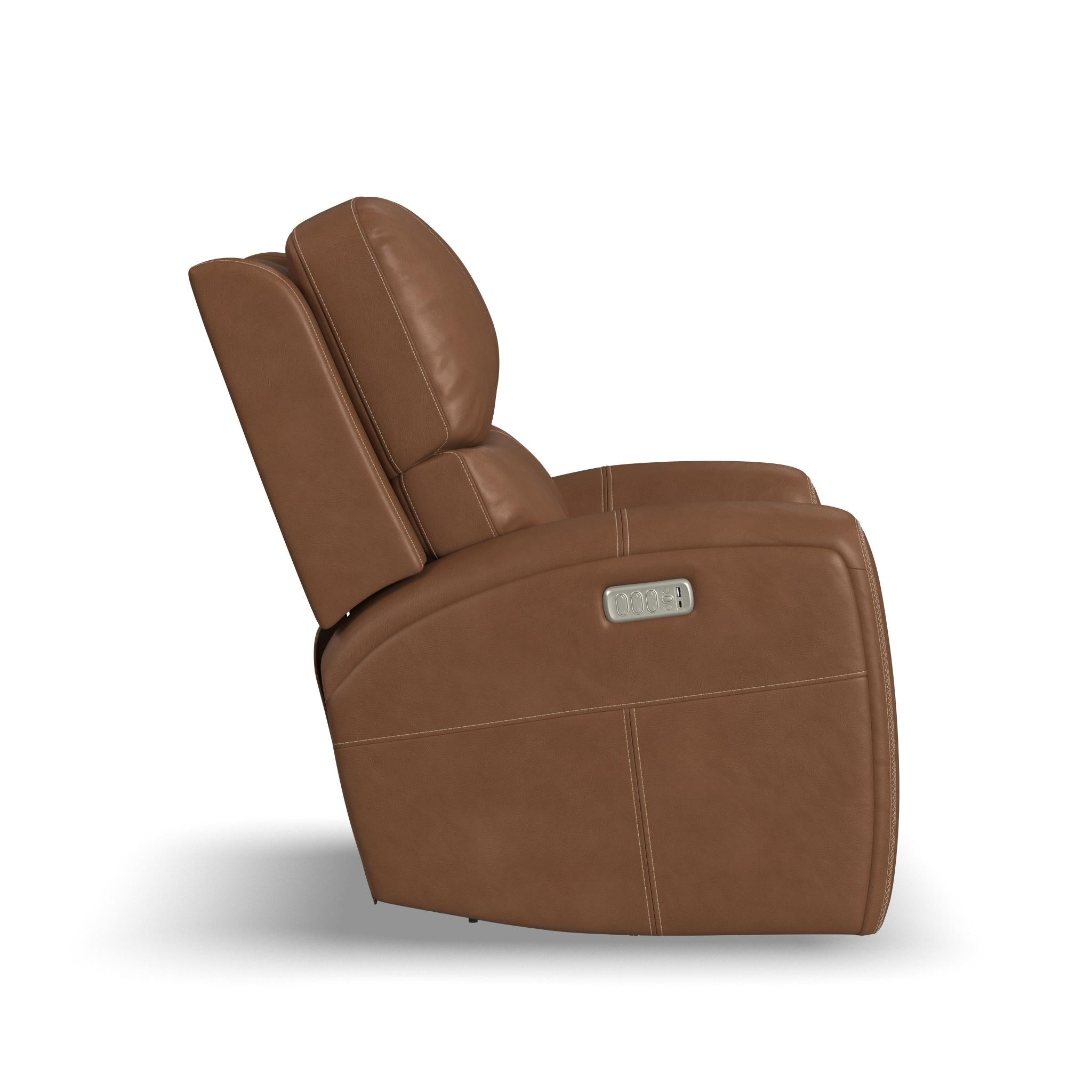 Linden Leather Power Swivel Gliding Recliner with Power Headrest, Lumbar, Heat & Massage