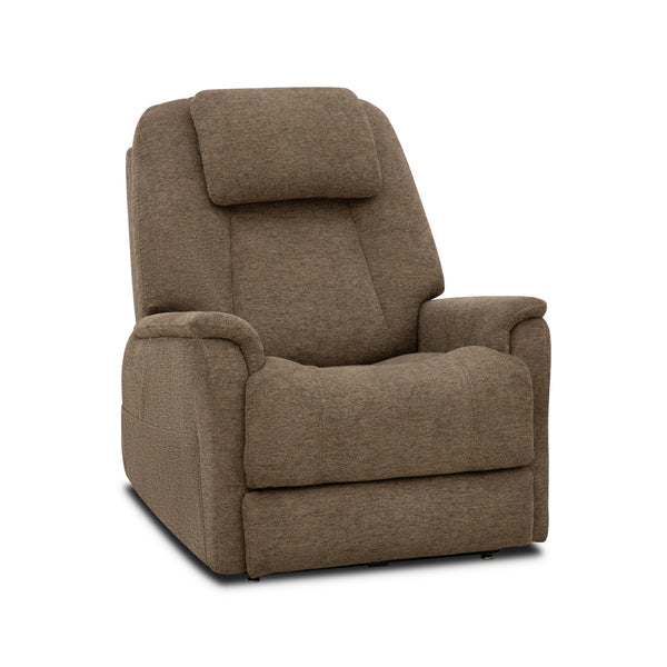 Zecliner Model 3+ Petite Toast Fabric Power Lift Recliner with Power Headrest, Lumbar, Heat & Massage