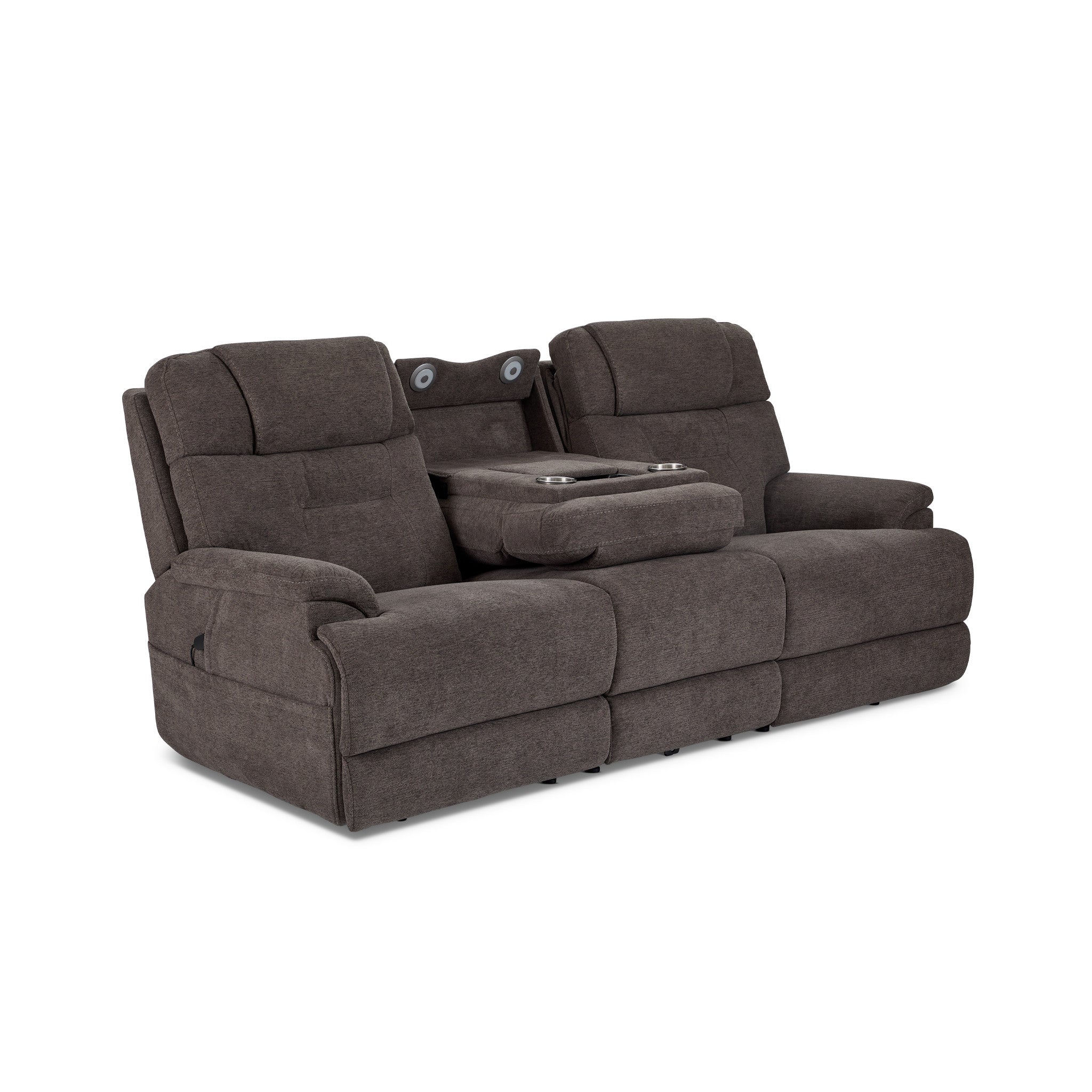 Zecliner Zofa Umber Fabric Power Sleep Sofa with Power Headrests & Lumbar