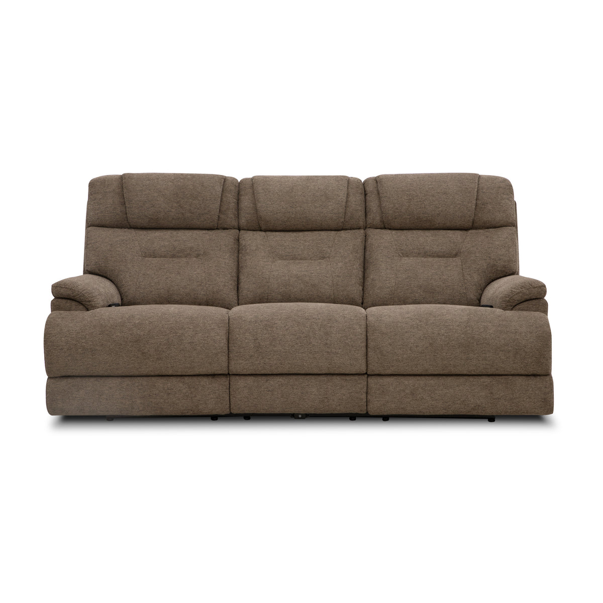 Zecliner Zofa Toast Fabric Power Reclining Sofa with Console, Power Headrest, Lumbar, Heat & Massage