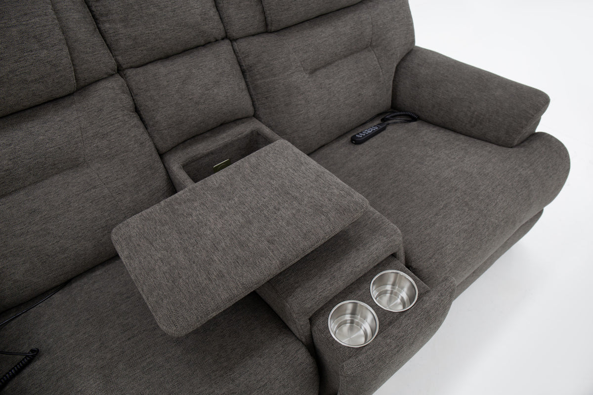 Zecliner Modular Umber Fabric Power Reclining Sectional