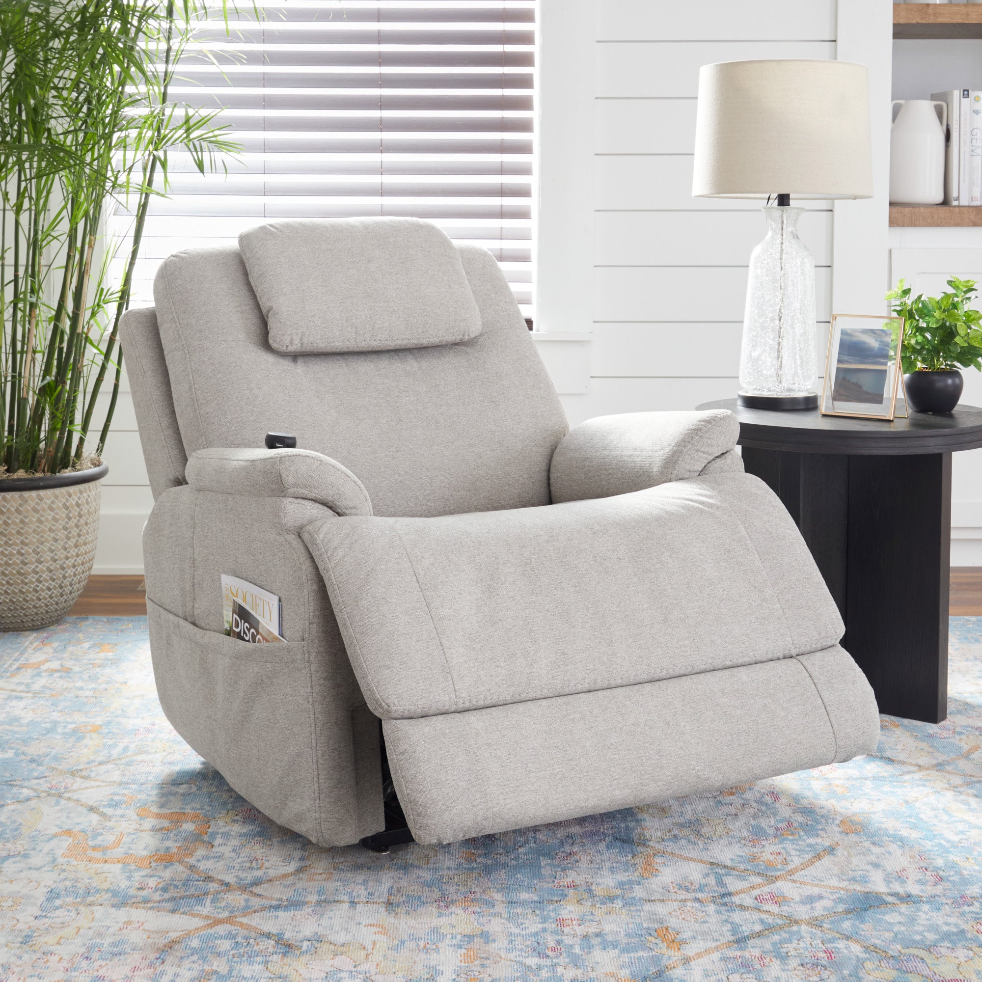 Zecliner Model 2 Petite Dove Fabric Power Sleep Recliner with Power Headrest & Lumbar
