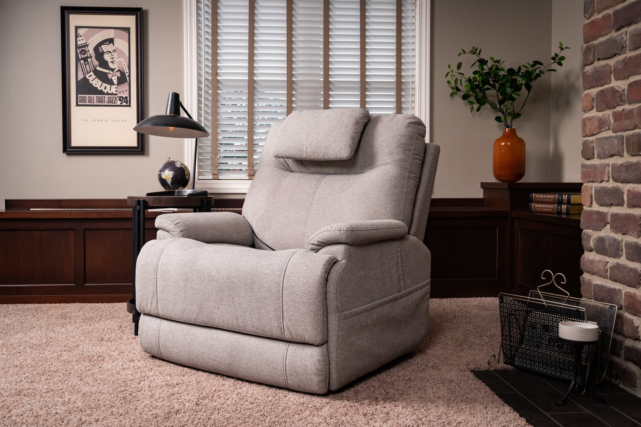 Zecliner Model 1 Dove Fabric Power Lift Sleep Recliner with Power Headrest & Lumbar