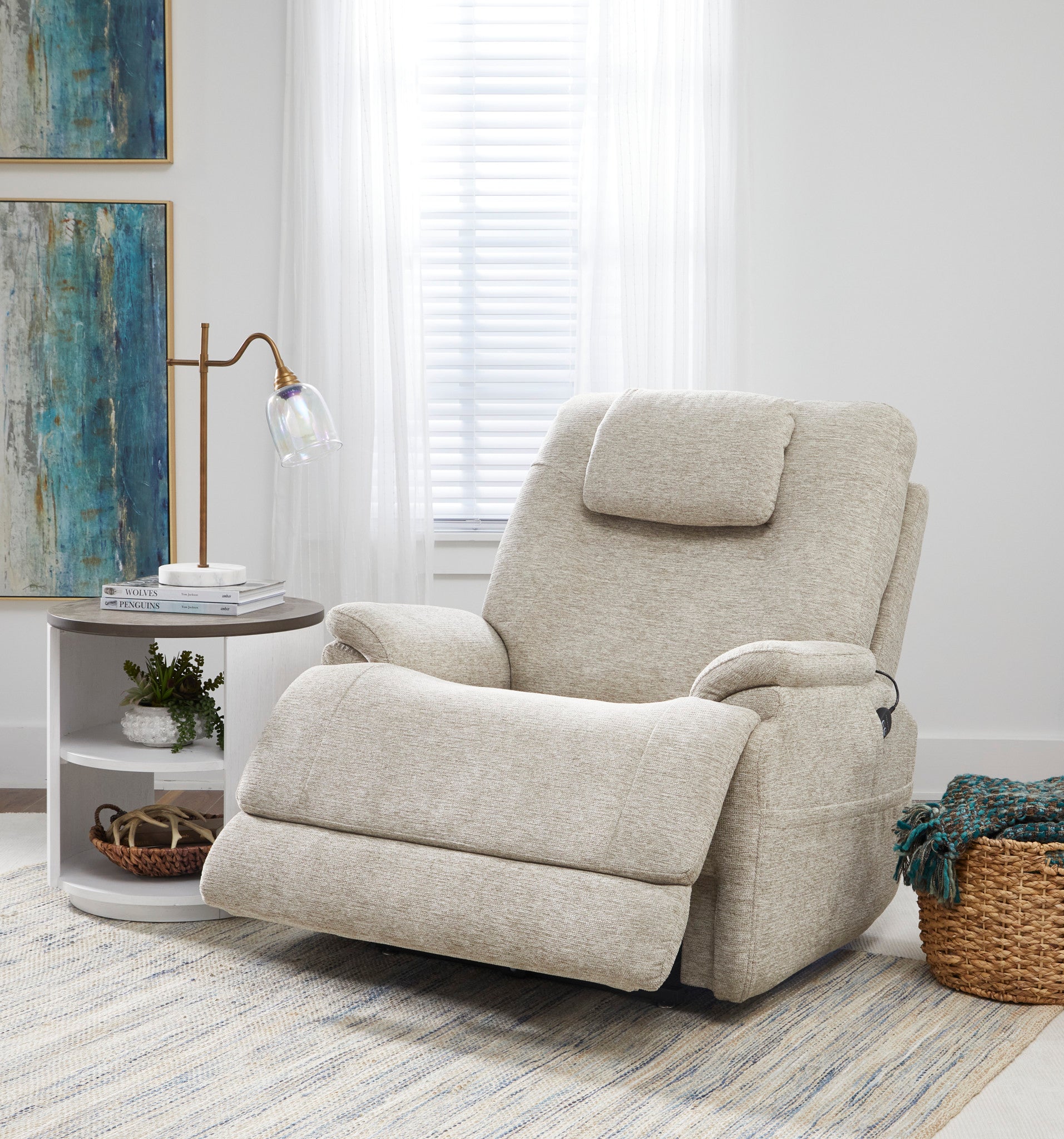 Zecliner Model 2+ Fabric Power Lift Sleep Recliner with Power Headrest, Lumbar, Heat & Massage