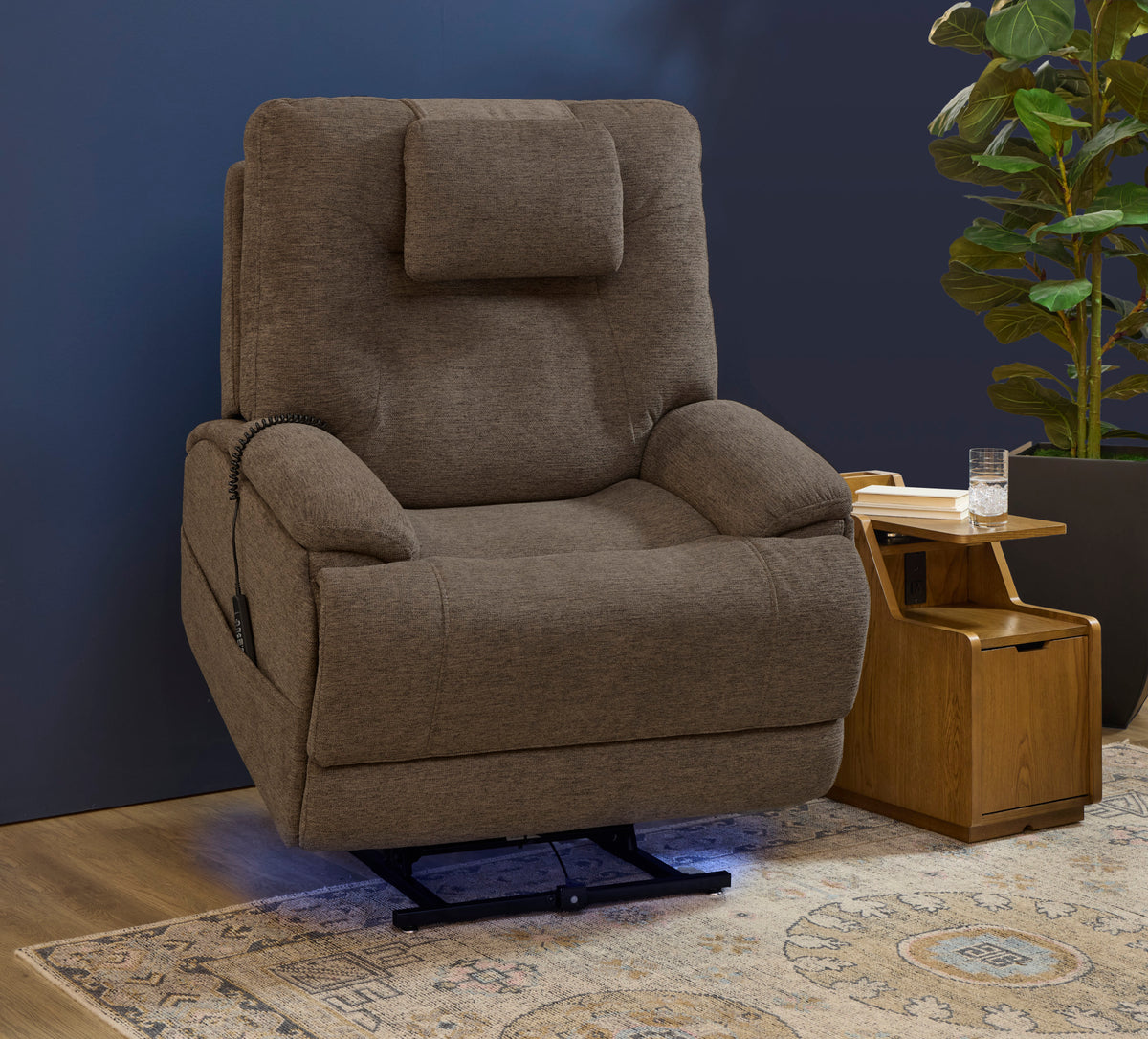 Zecliner Model 4+ Fabric Power Lift Recliner with Power Headrest & Lumbar, Heat & Massage