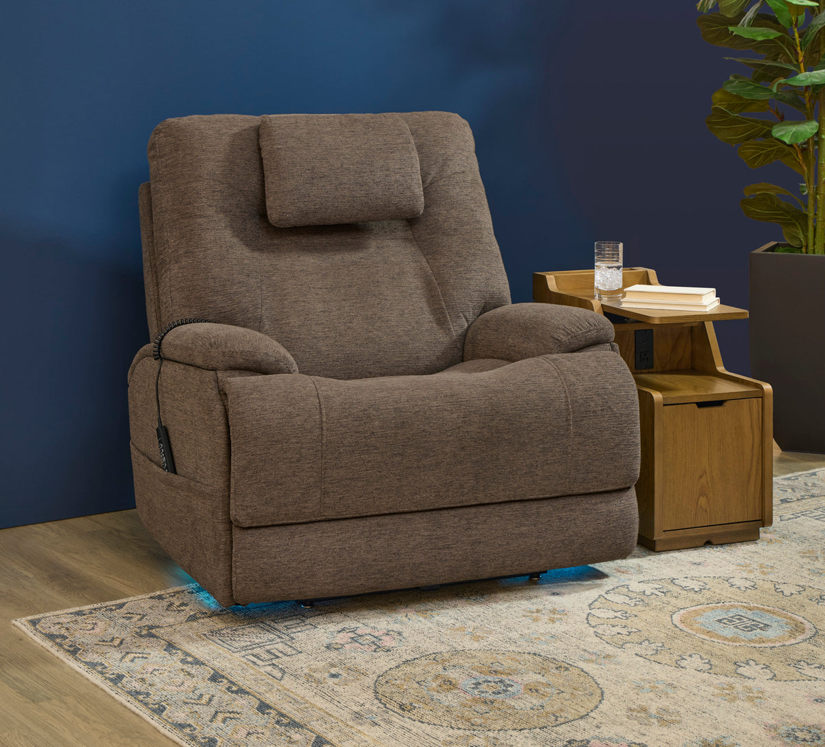 Zecliner Model 4+ Fabric Power Lift Recliner with Power Headrest & Lumbar, Heat & Massage