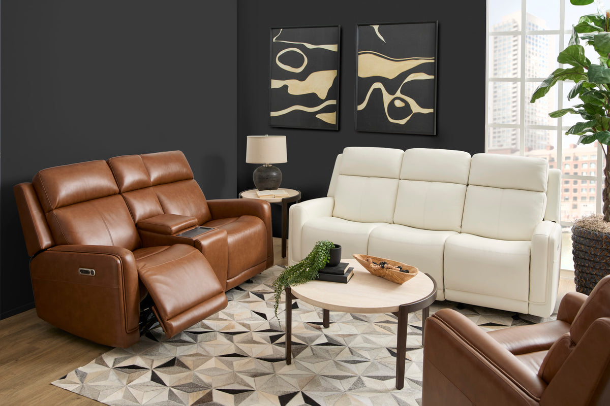 Alister Leather Power Gliding Sofa with Power Headrests & Lumbar