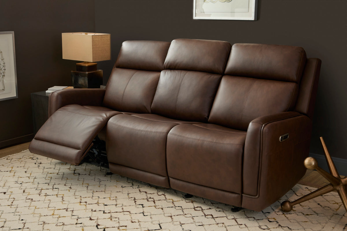 Alister Leather Power Gliding Sofa with Power Headrests & Lumbar