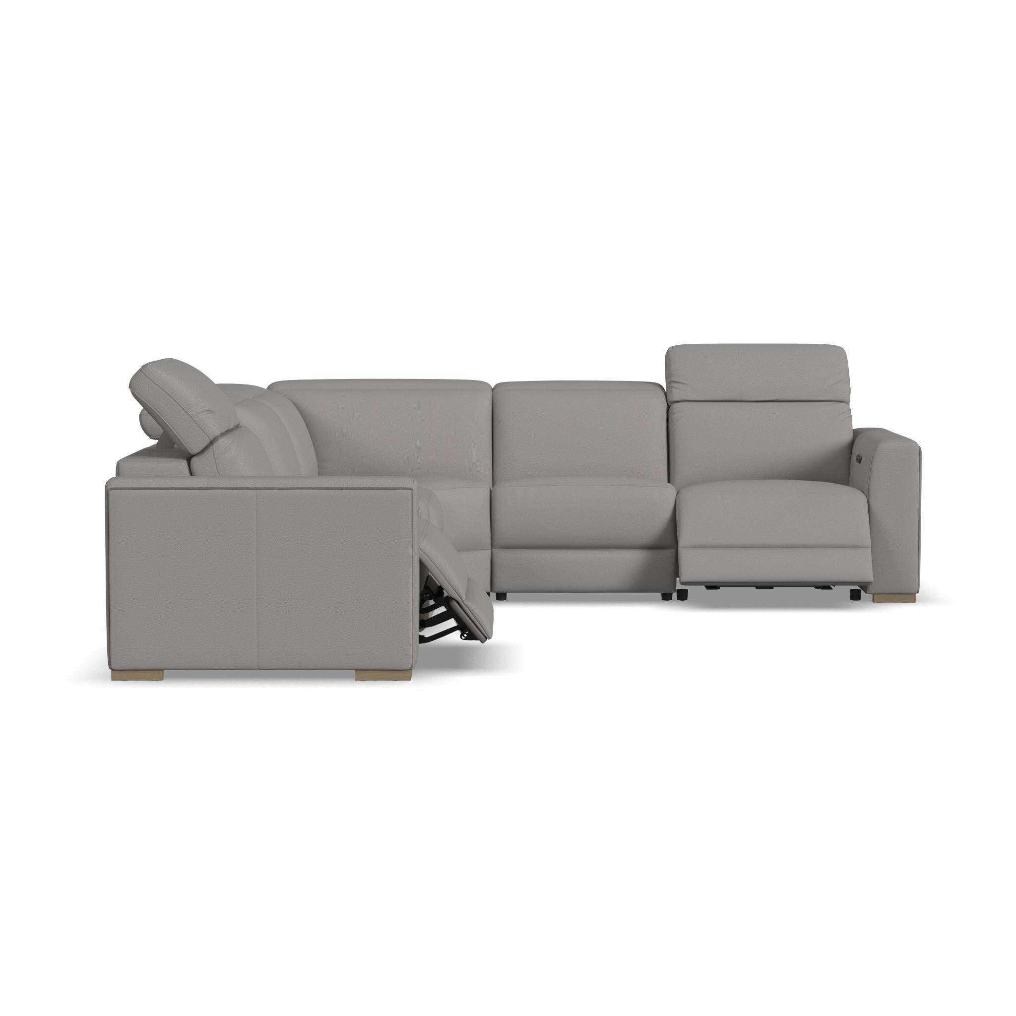 Aurora Ash Leather Power Reclining Sectional with Power Headrests