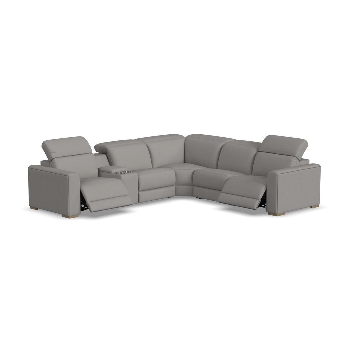 Aurora Leather Power Reclining Sectional with Power Headrests