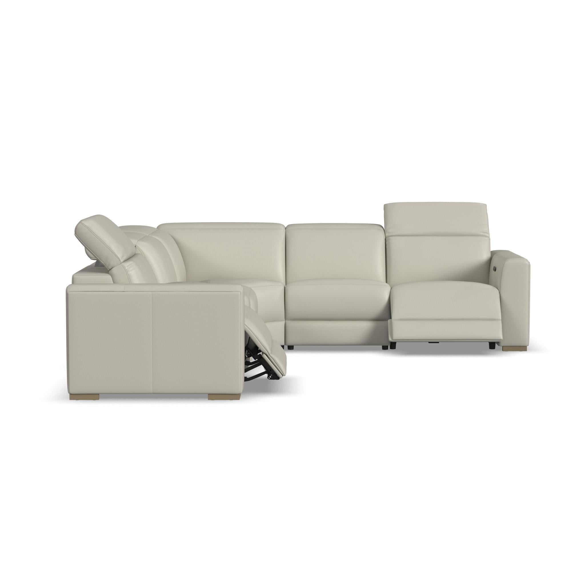 Aurora Coconut Milk Leather Power Reclining Sectional with Power Headrests