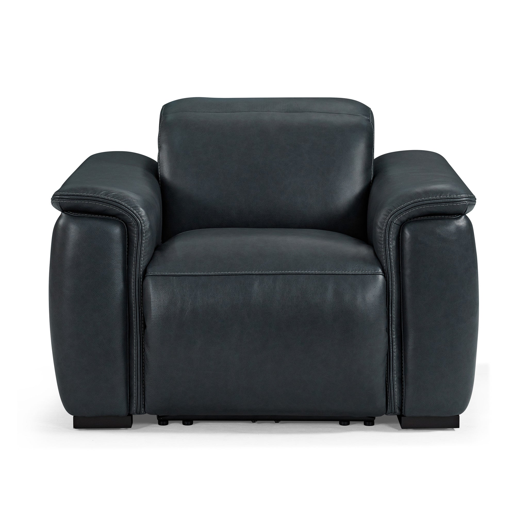 Camden Abyss Blue Leather Power Recliner with Power Headrest