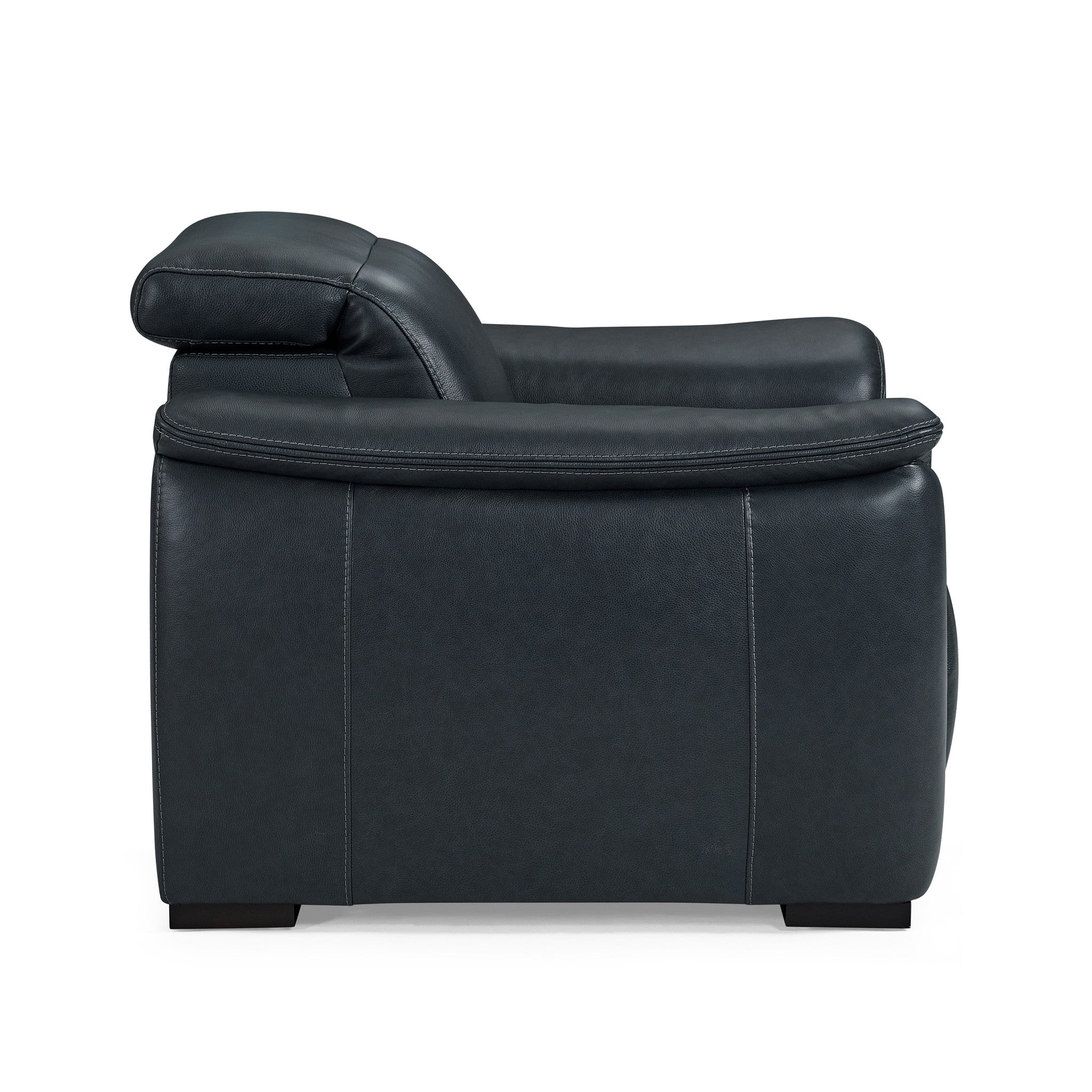 Camden Abyss Blue Leather Power Recliner with Power Headrest