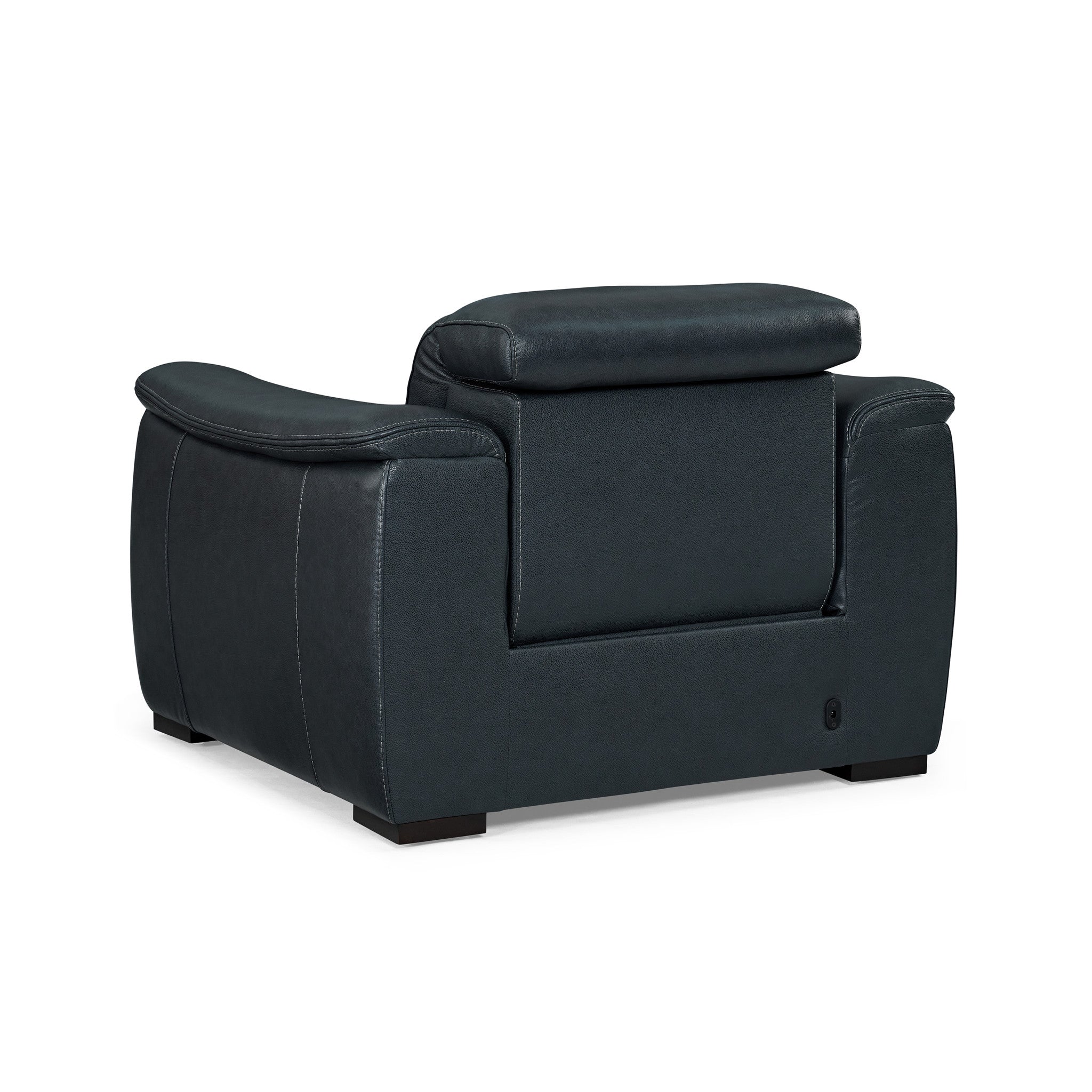 Camden Abyss Blue Leather Power Recliner with Power Headrest