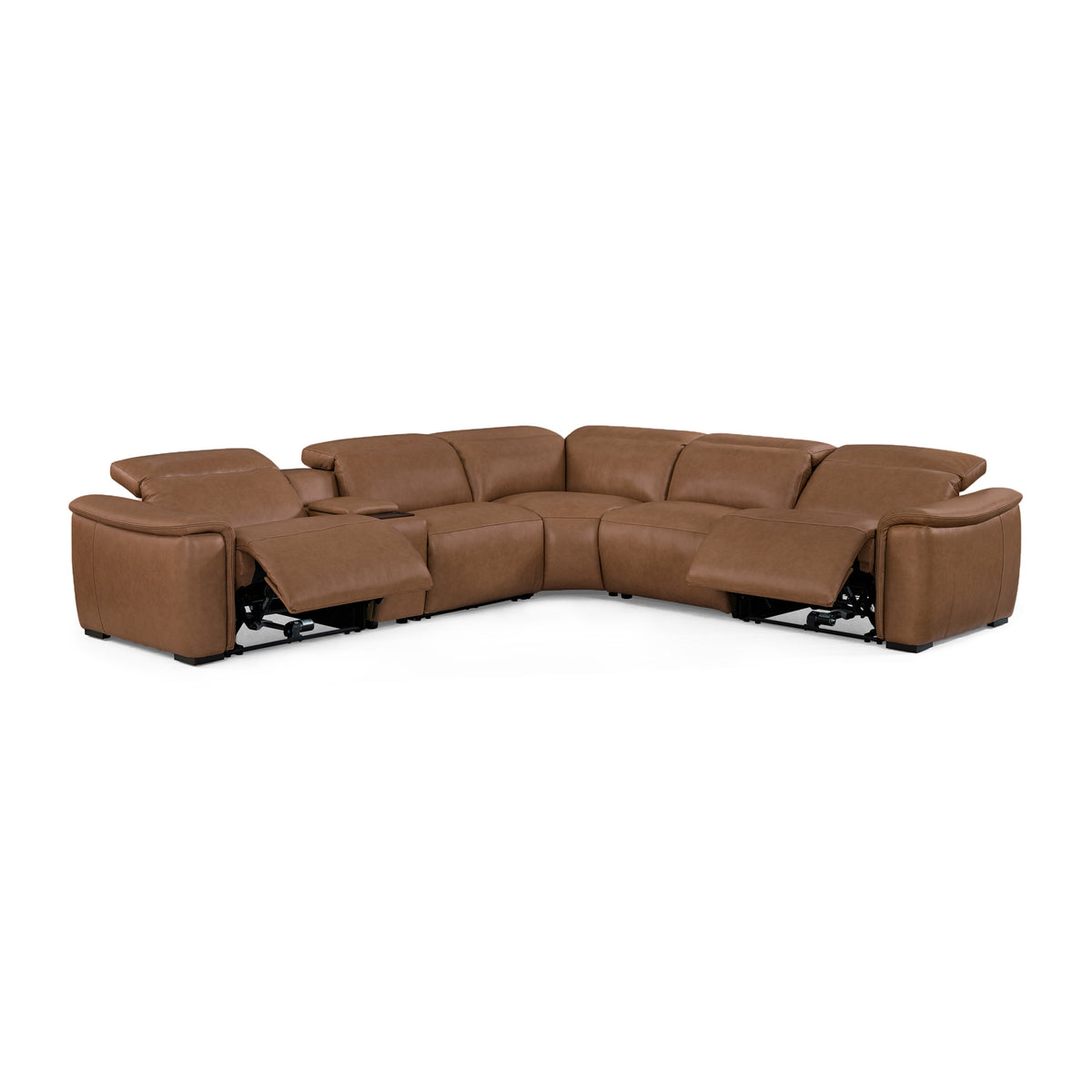 Camden Leather Power Reclining Sectional with Power Headrest