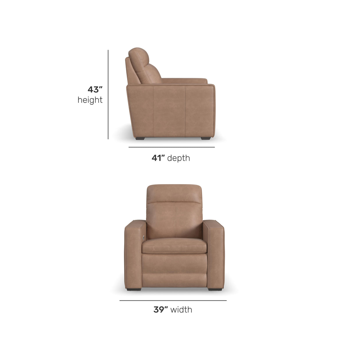 Dutch Leather Power Recliner with Power Headrest & Lumbar