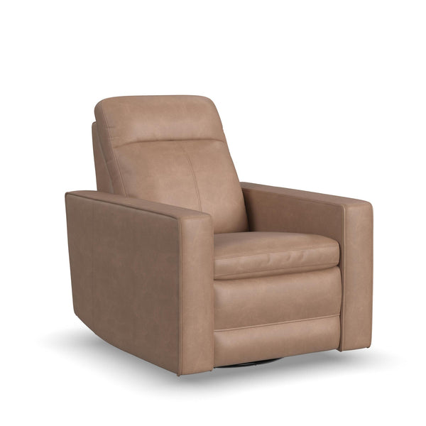 Dutch Leather Power Swivel Gliding Recliner with Power Headrest, Lumbar, Heat & Massage