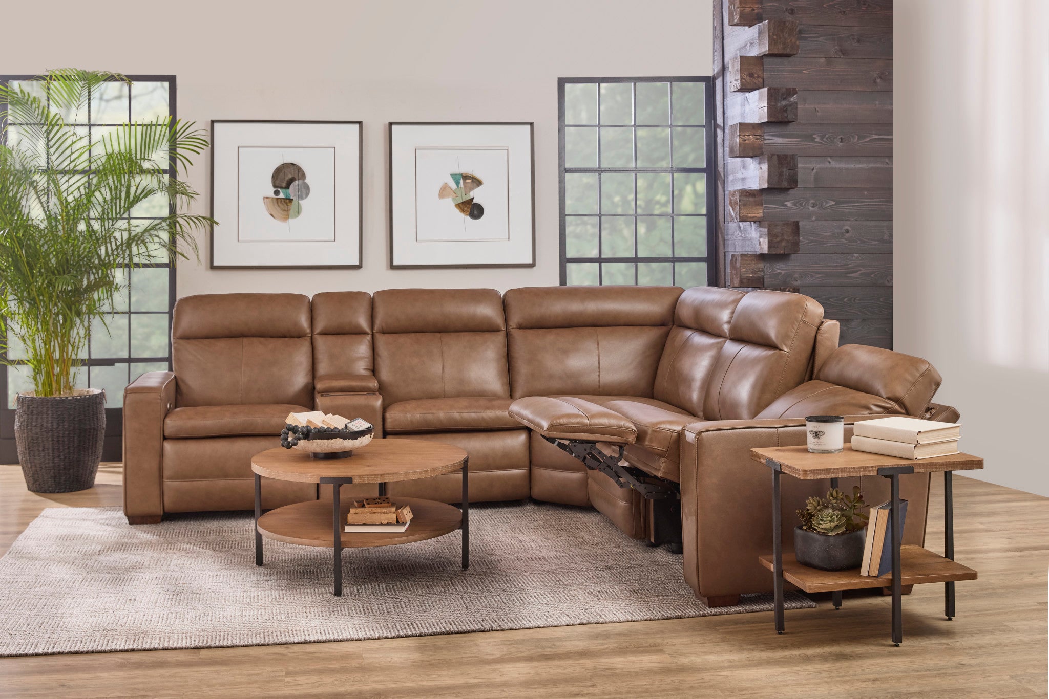 Dutch Leather Power Reclining Sectional