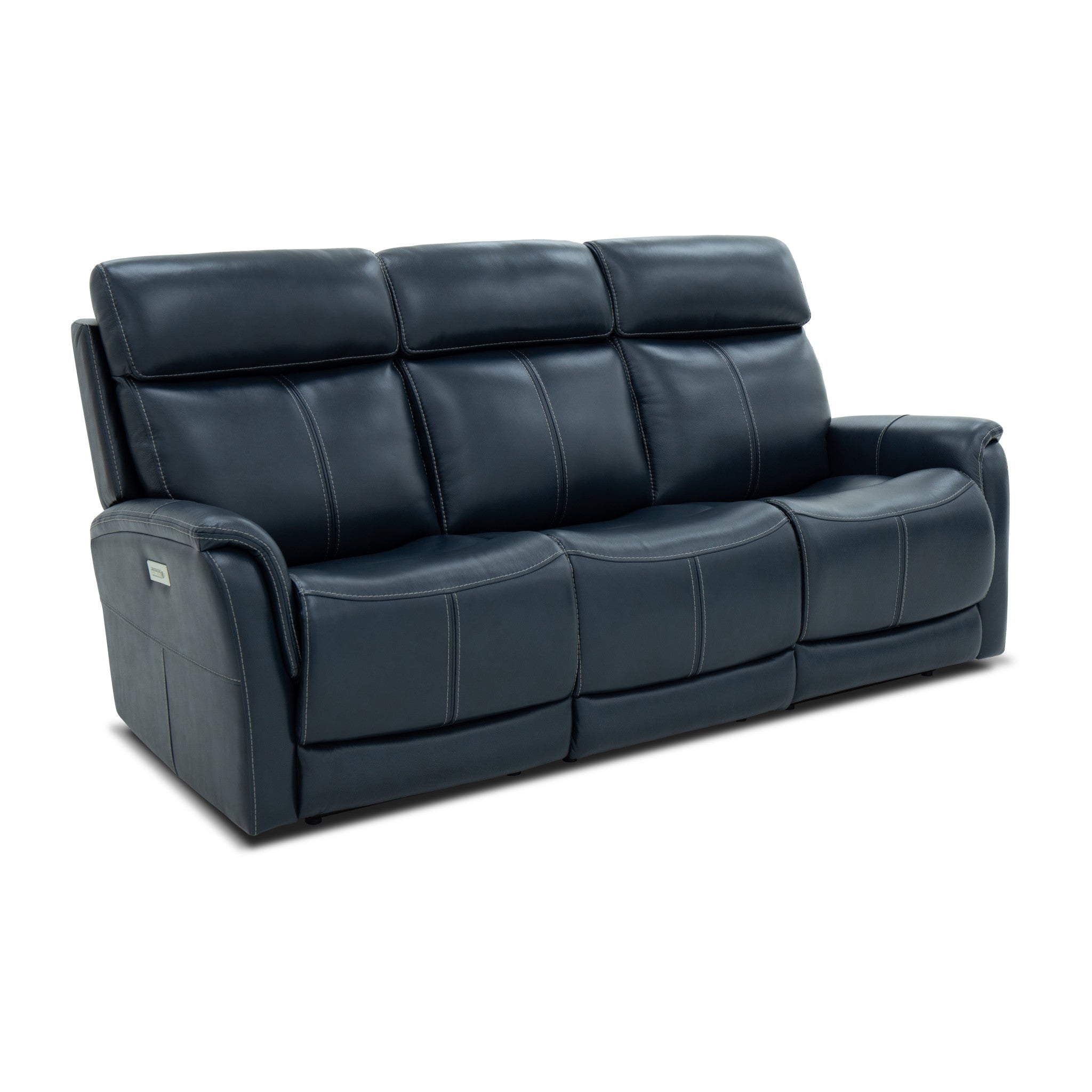 View Leather Power Reclining Sofa with Console, Power Headests & Lumbar - Living Room Furniture