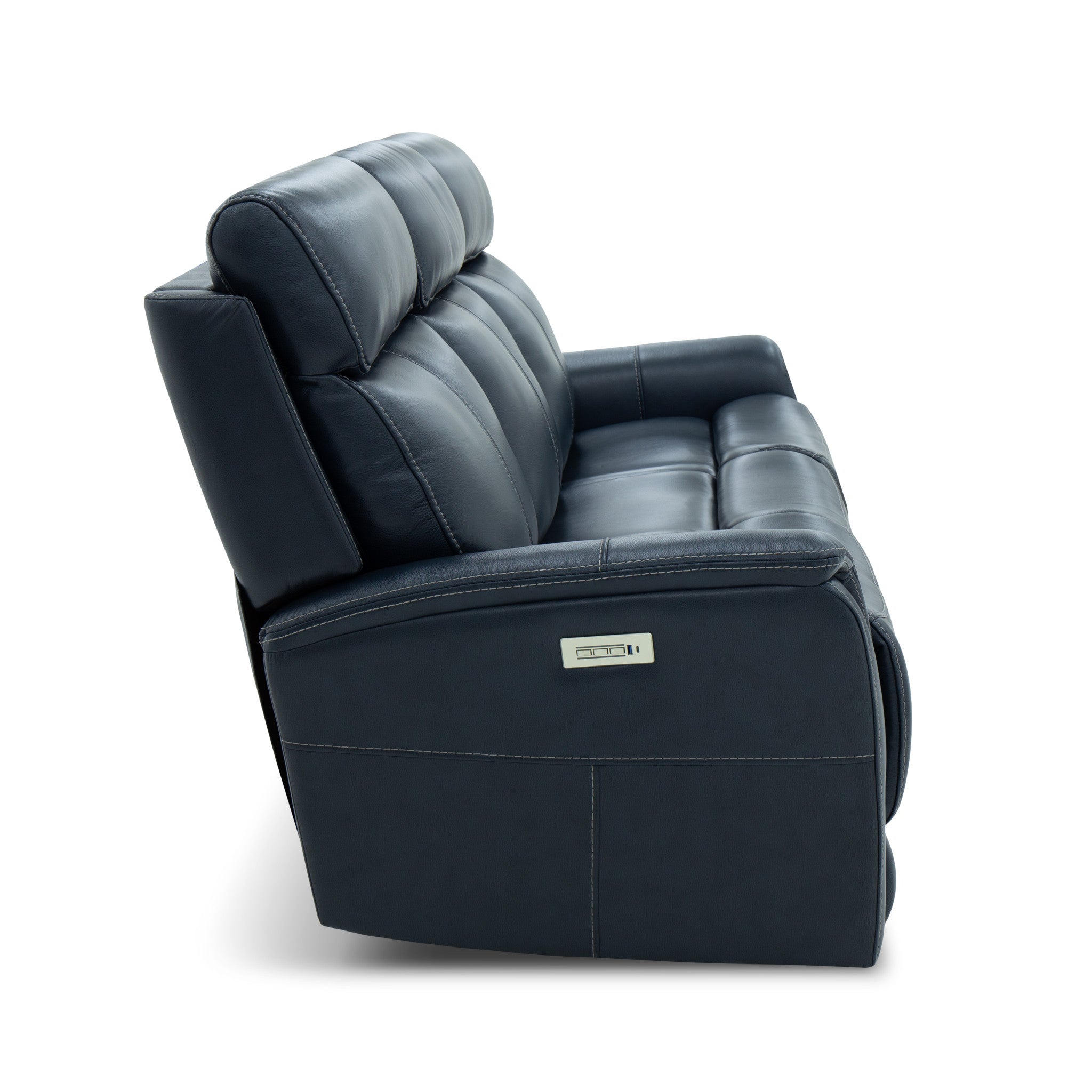 View Leather Power Reclining Loveseat with Console, Power Headrests & Lumbar - Living Room Furniture