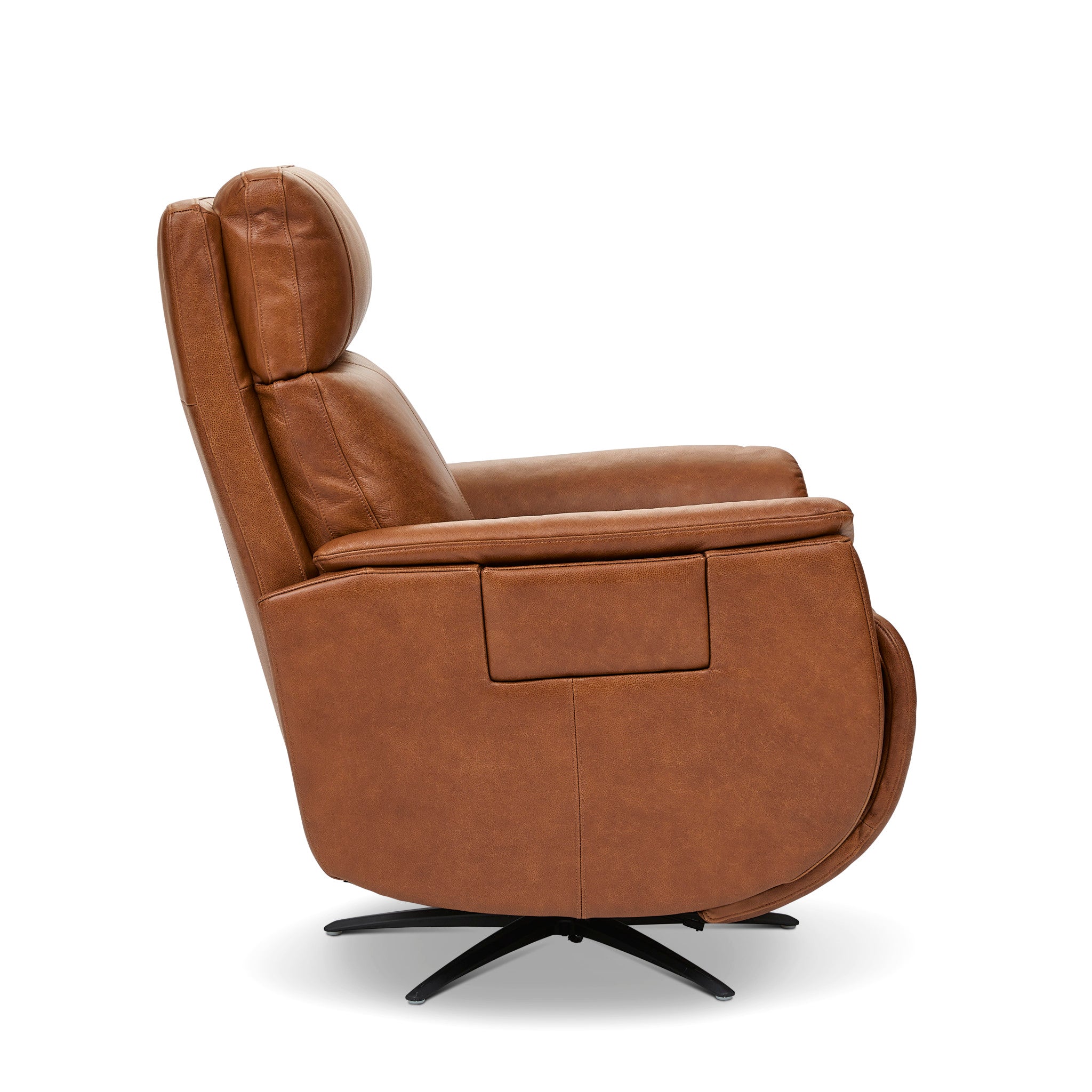 Cove Leather Power Swivel Recliner with Power Headrest, Lumbar, Heat, & Massage