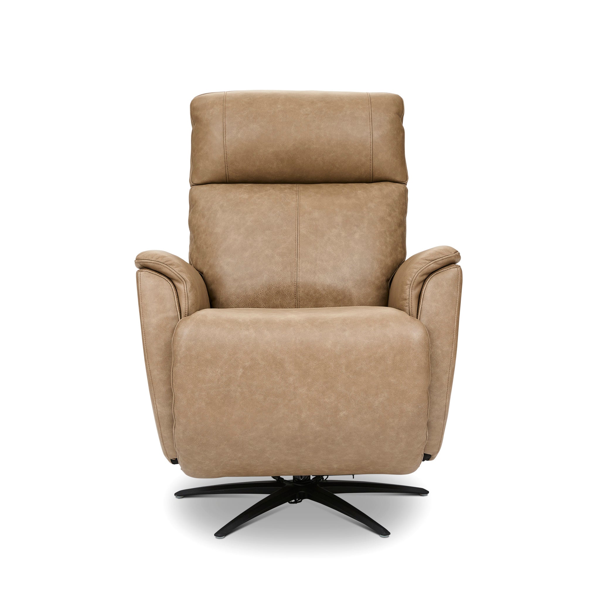 Cove Leather Power Swivel Recliner with Power Headrest, Lumbar, Heat, & Massage