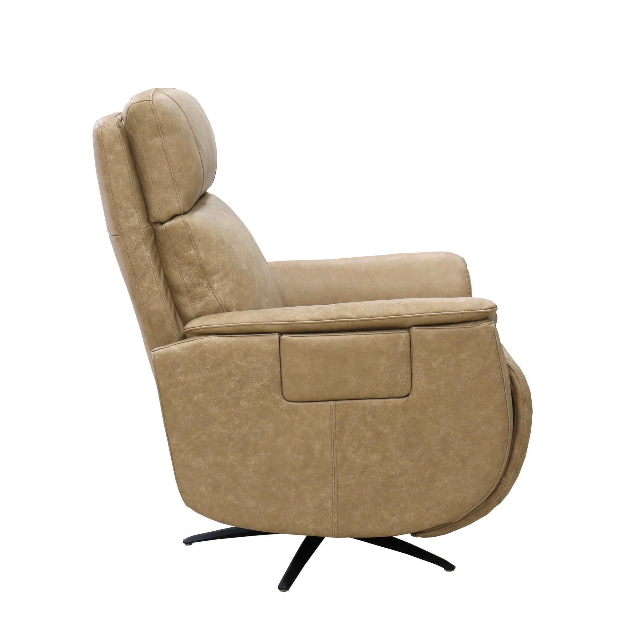 Cove Leather Power Swivel Recliner with Power Headrest, Lumbar, Heat, & Massage