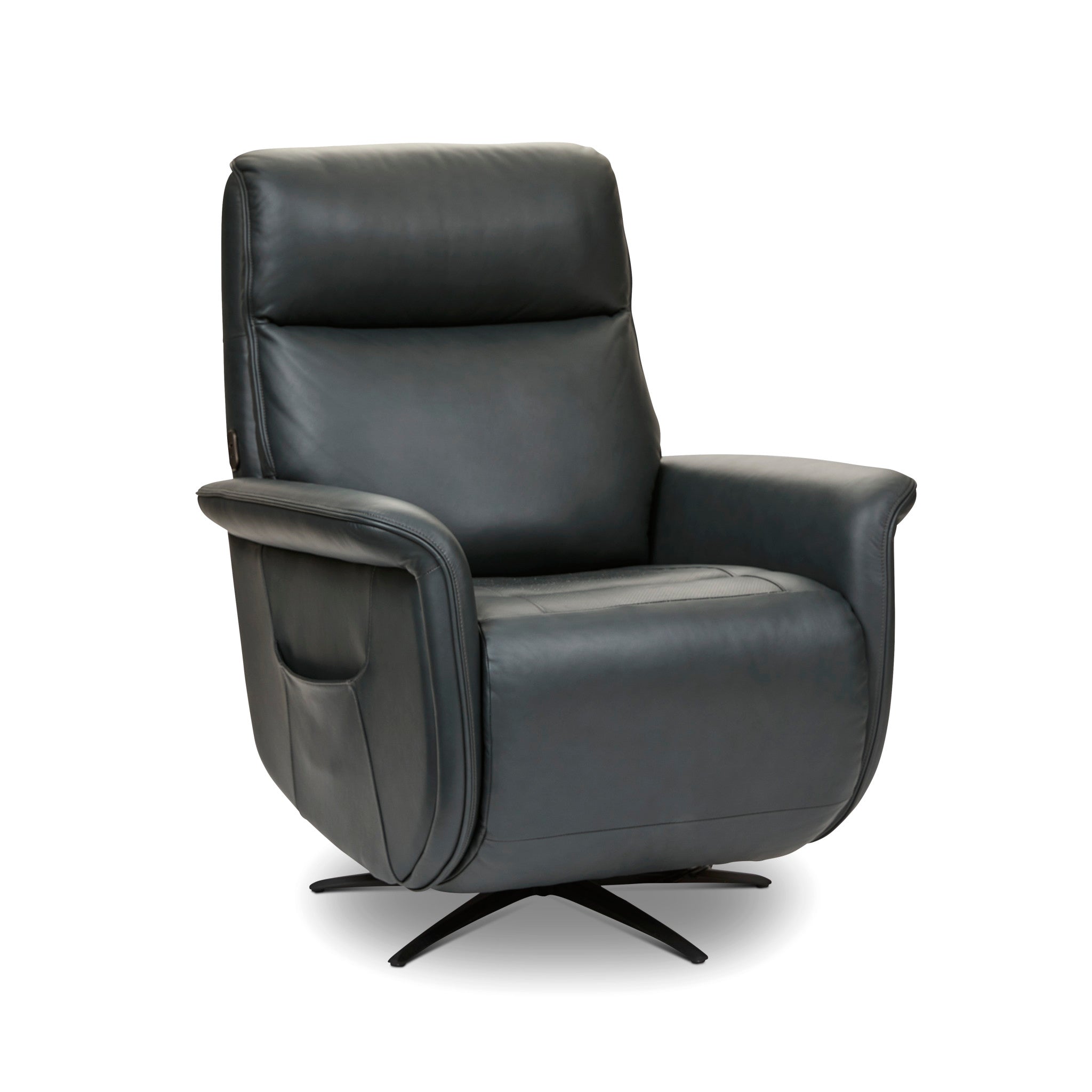 Haven Harbor Leather Power Swivel Recliner with Power Headrest, Lumbar, Heat, Massage & Ventilation
