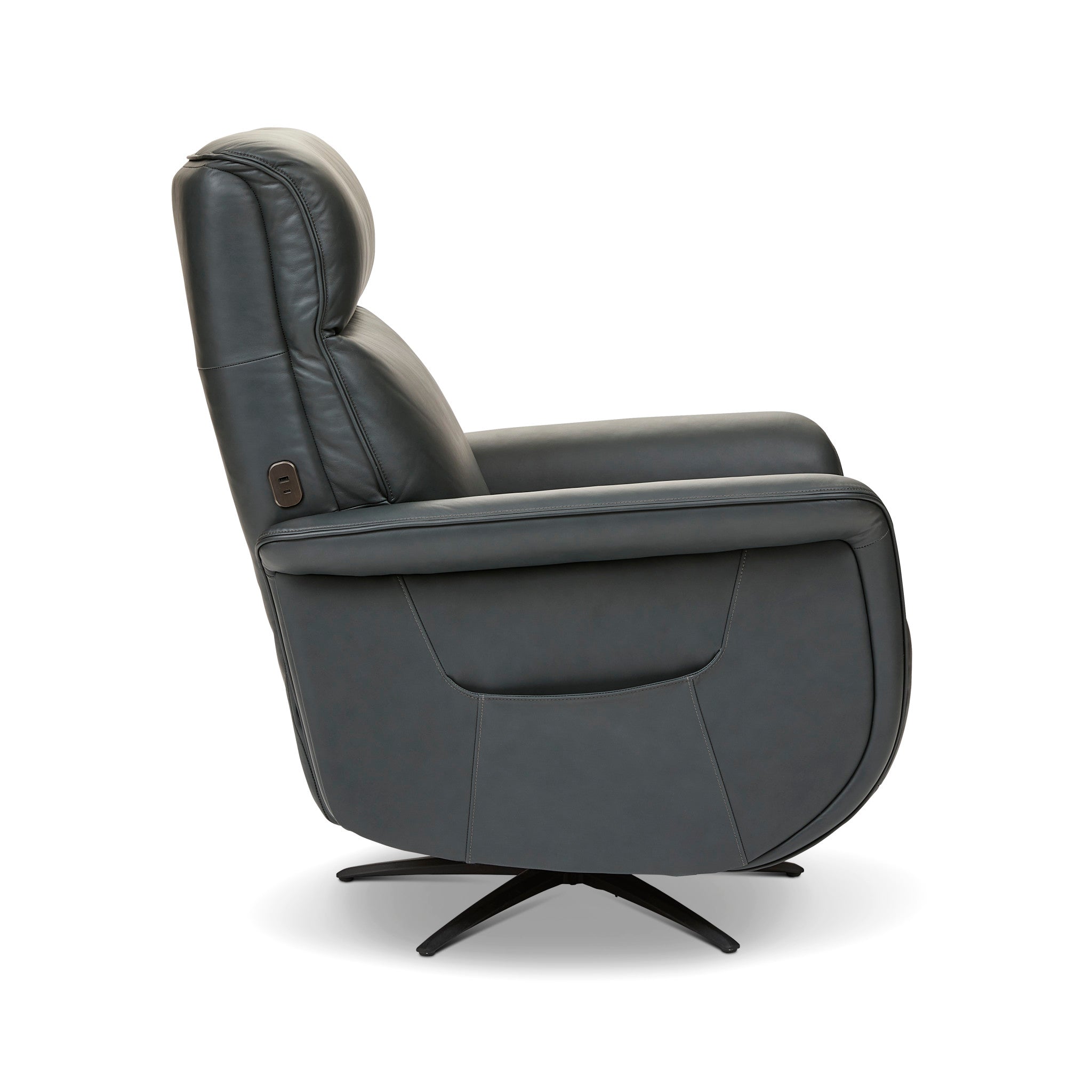 Haven Harbor Leather Power Swivel Recliner with Power Headrest, Lumbar, Heat, Massage & Ventilation