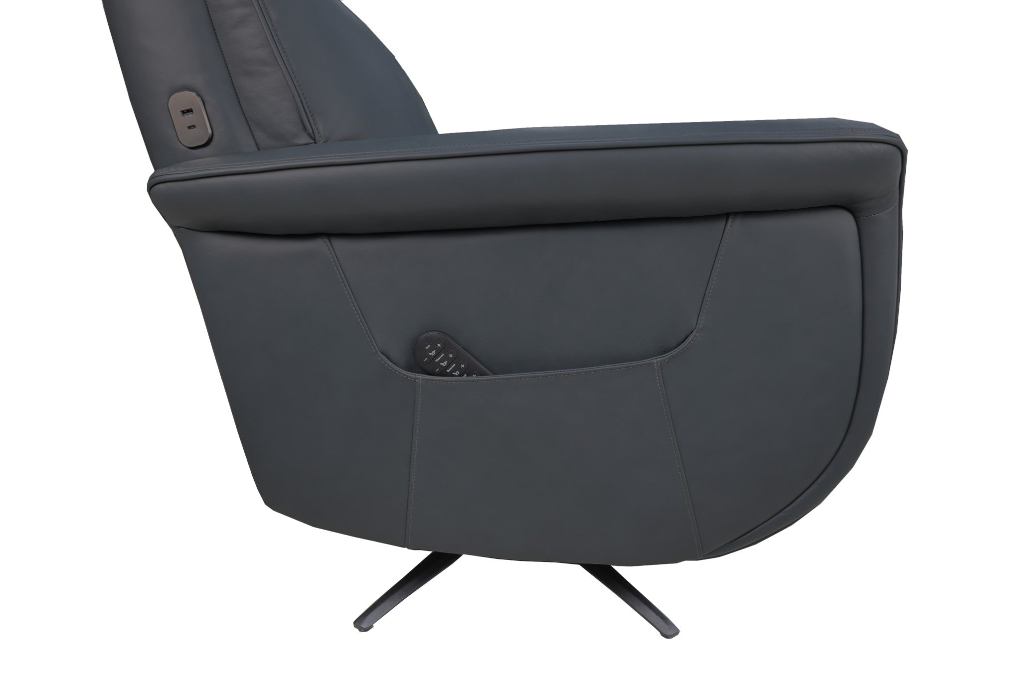 Haven Harbor Leather Power Swivel Recliner with Power Headrest, Lumbar, Heat, Massage & Ventilation