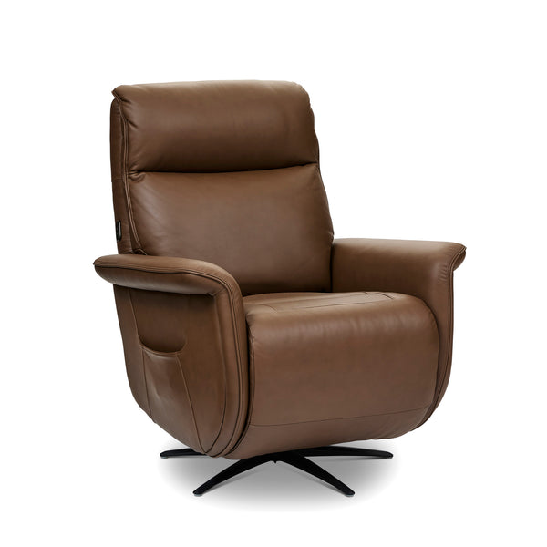 Haven Riverstone Leather Power Swivel Recliner with Power Headrest, Lumbar, Heat, Massage & Ventilation