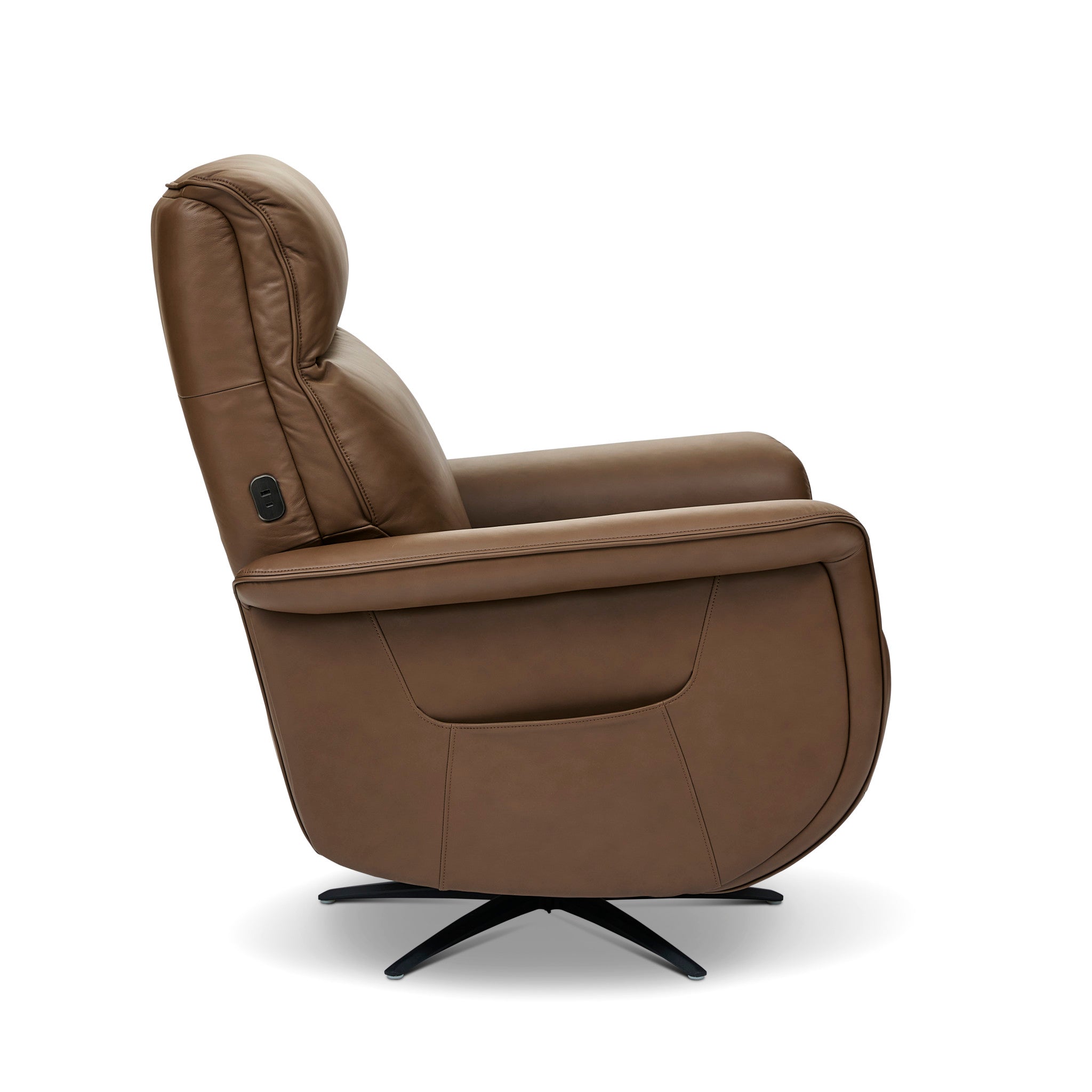 Haven Riverstone Leather Power Swivel Recliner with Power Headrest, Lumbar, Heat, Massage & Ventilation