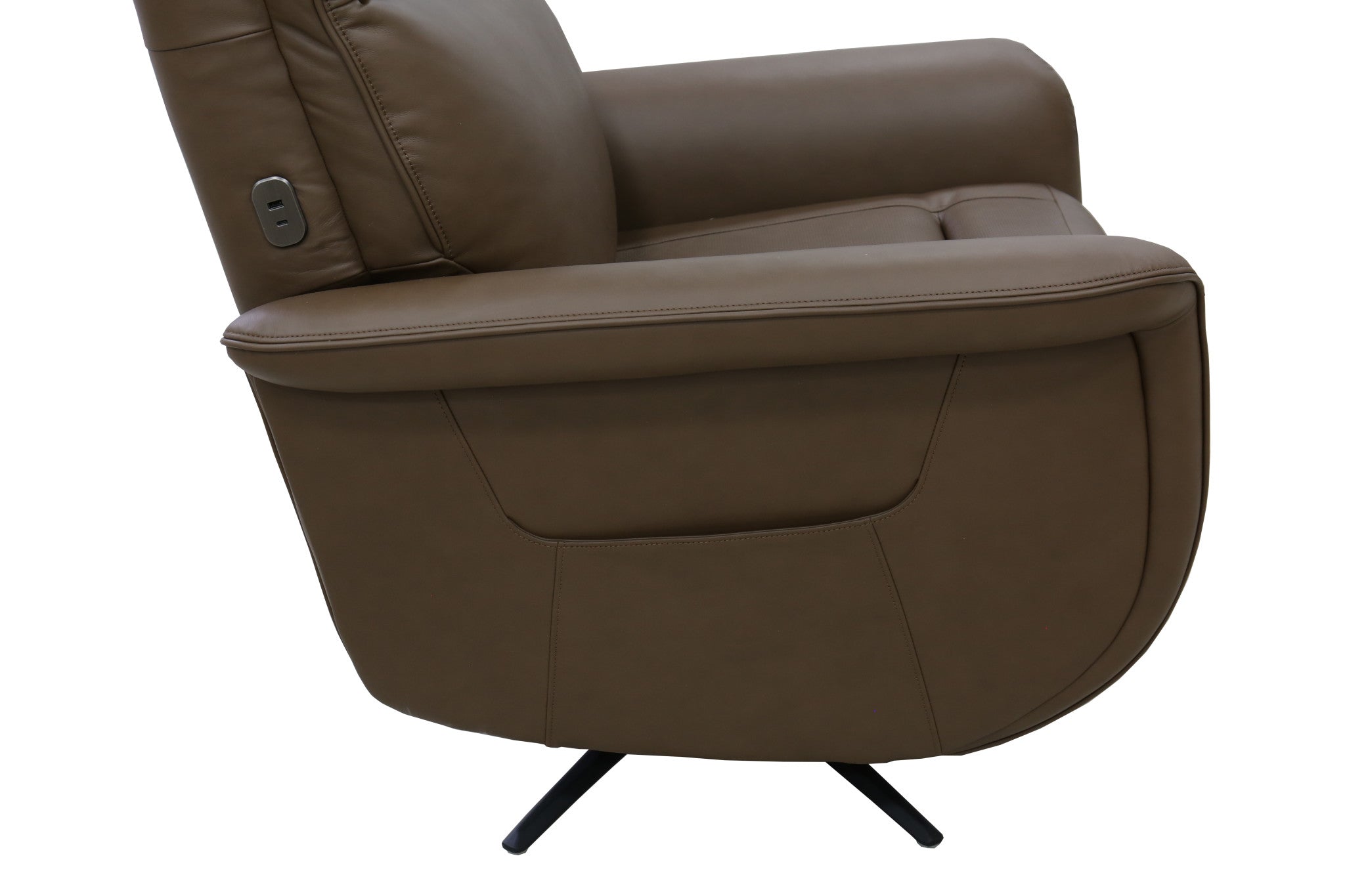 Haven Riverstone Leather Power Swivel Recliner with Power Headrest, Lumbar, Heat, Massage & Ventilation
