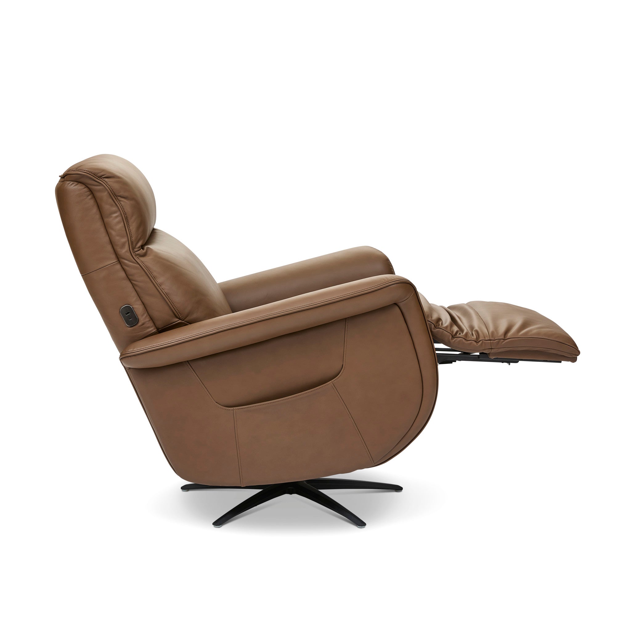 Haven Riverstone Leather Power Swivel Recliner with Power Headrest, Lumbar, Heat, Massage & Ventilation