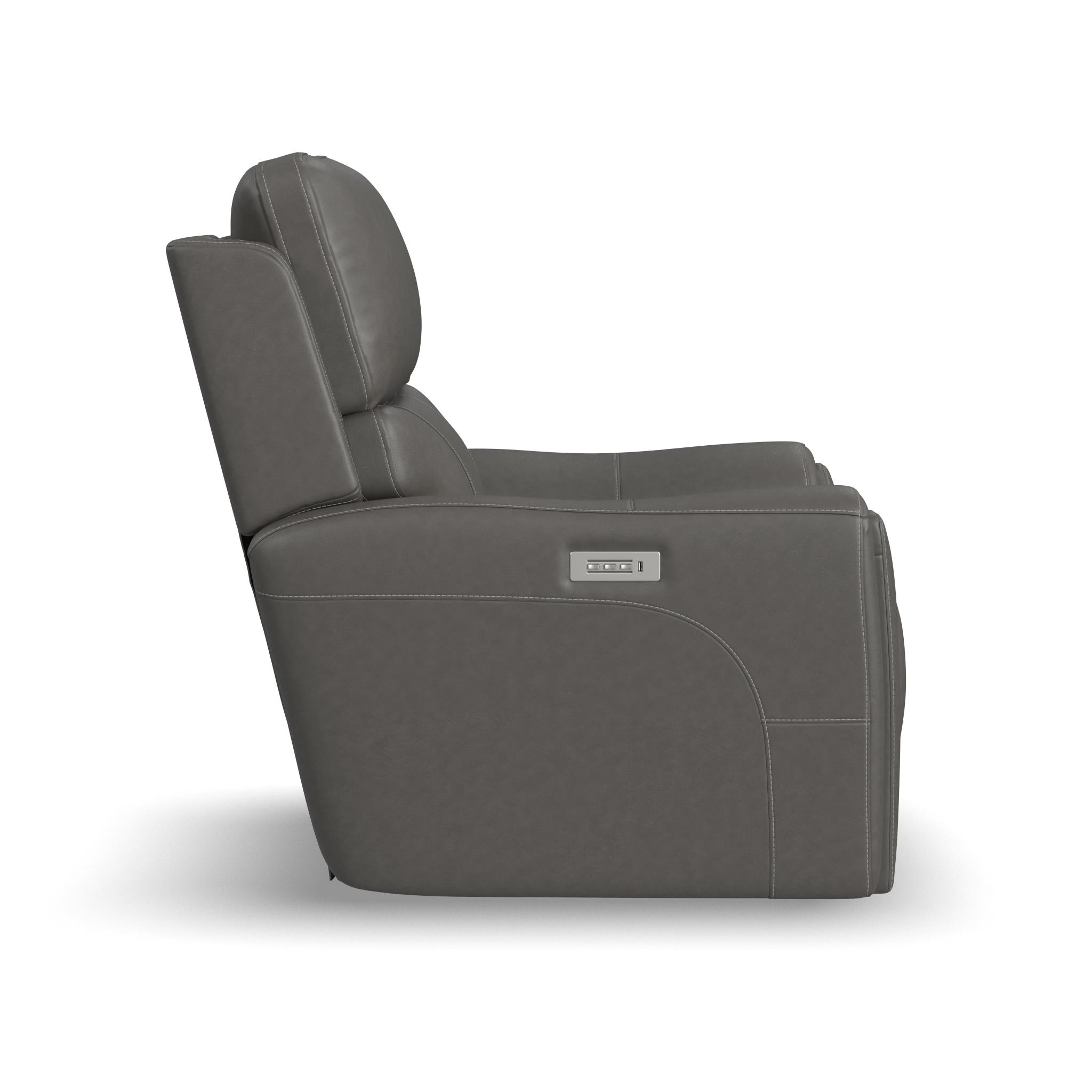 Carter Smoke Fabric Power Recliner with Power Headrest & Lumbar