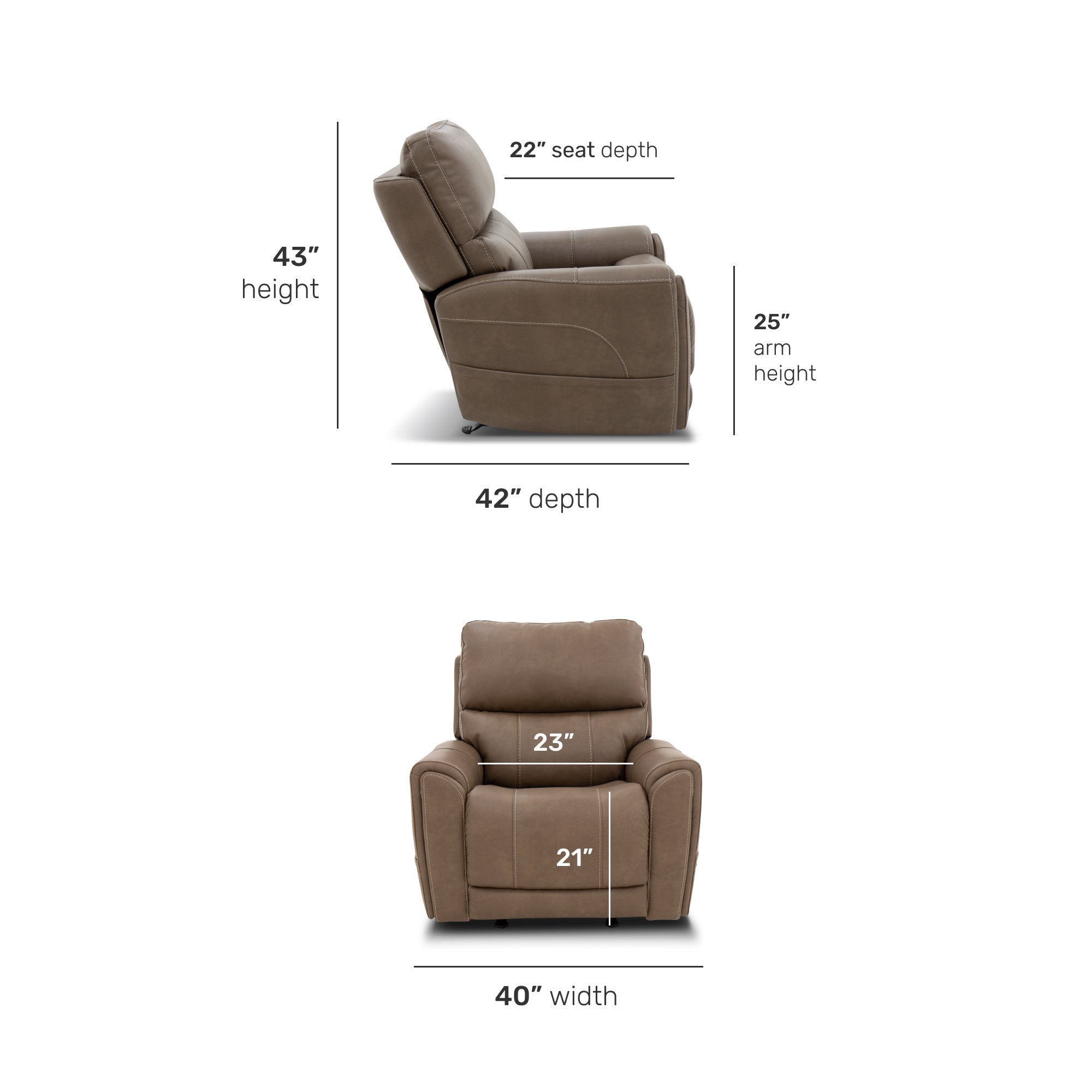 Carter Cappuccino Fabric Power Rocking Recliner with Power Headrest, Lumbar, Heat & Massage